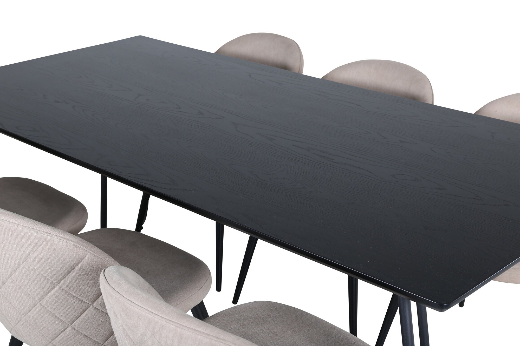 Venture Home Petra spisebord - Black / Black Veneer+Velvet Stitches stol - Black / Beige Fabric (Polyester linen )_6