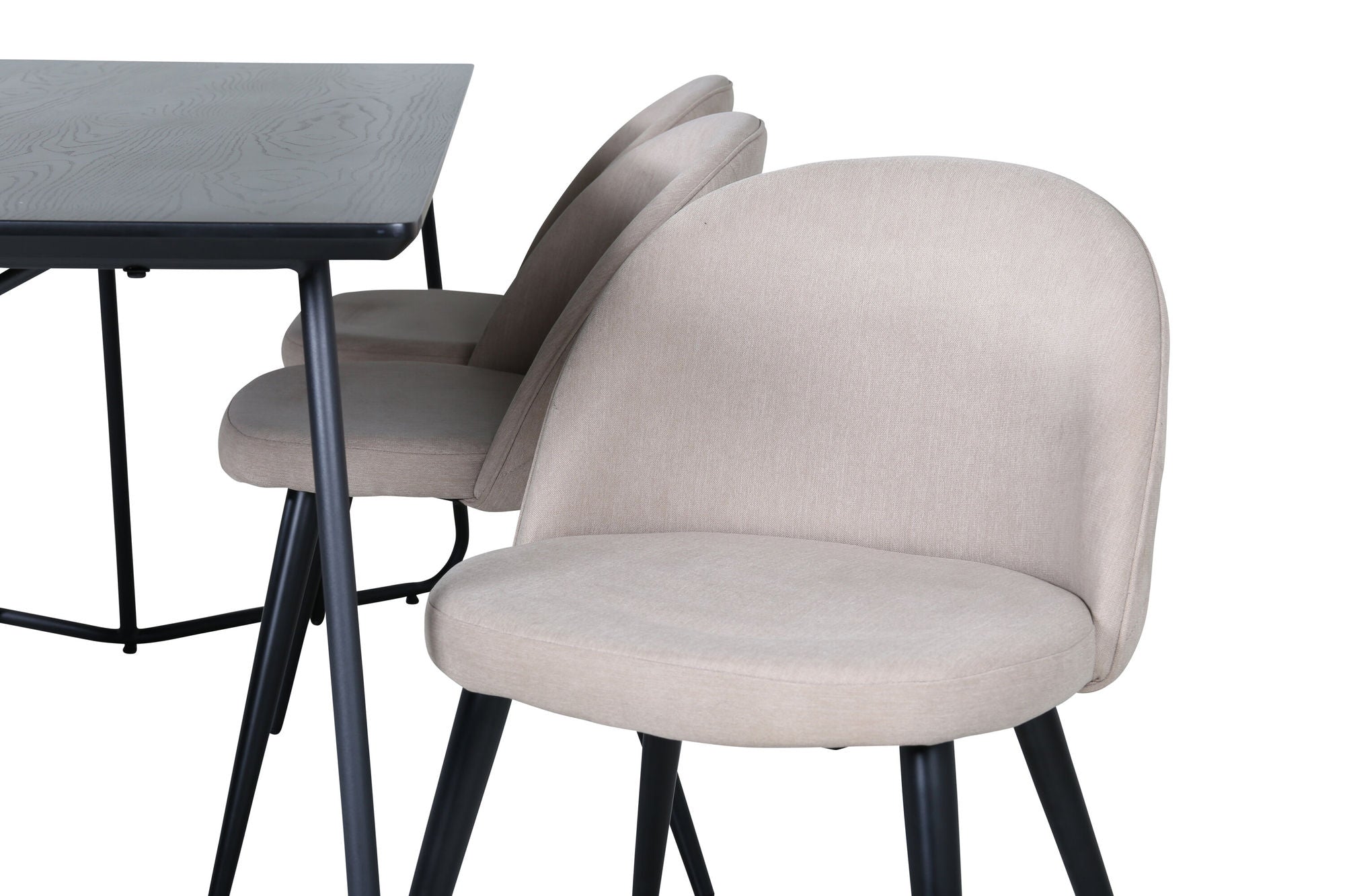 Venture Home Petra spisebord - Black / Black Veneer+Velvet Stitches stol - Black / Beige Fabric (Polyester linen )_6