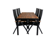 Venture Home Bois spisebord 205*90cm - Black Legs / Acacia +Panama Light 5-pos stol Black / Black and teak_6