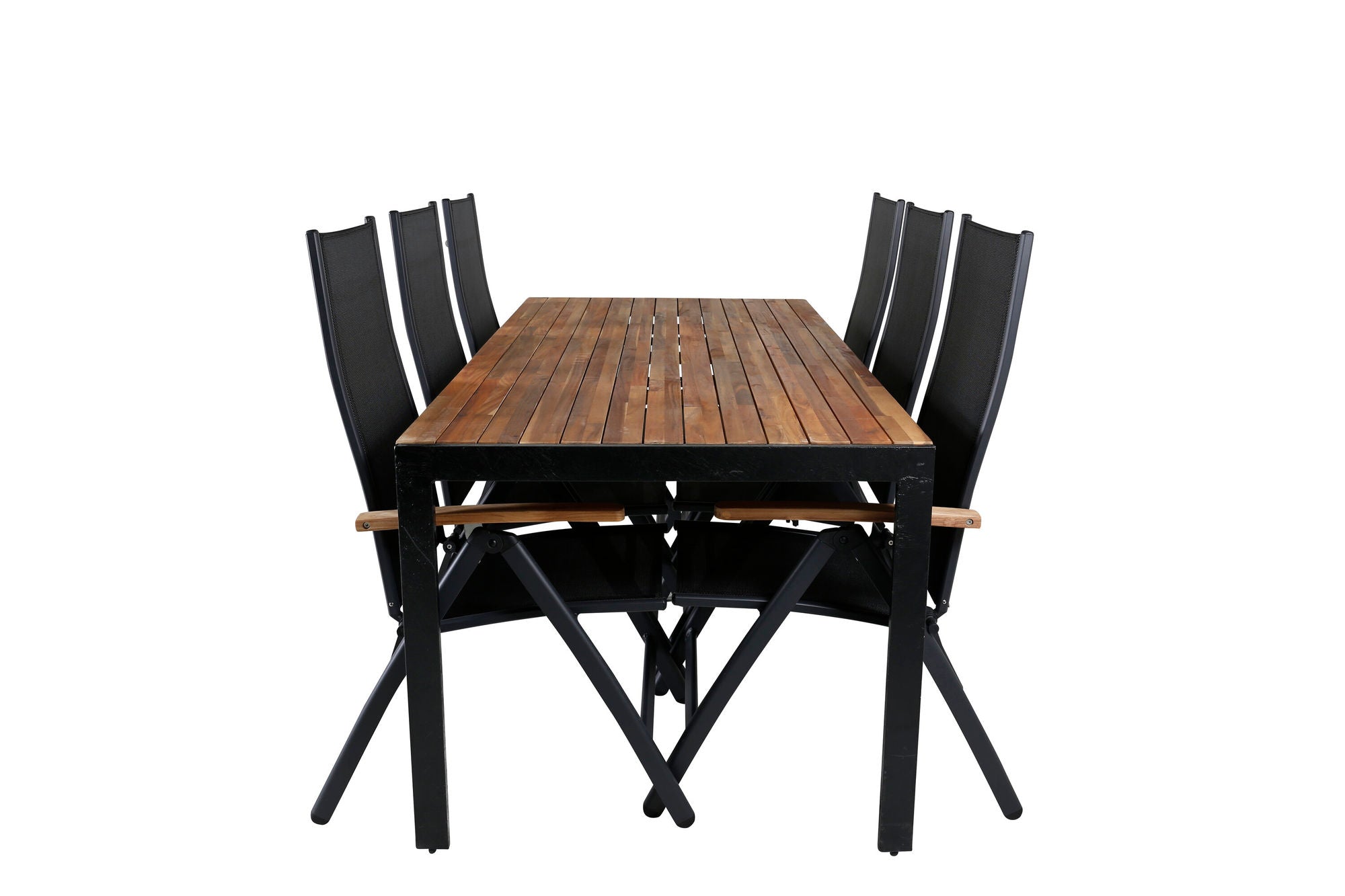 Venture Home Bois spisebord 205*90cm - Black Legs / Acacia +Panama Light 5-pos stol Black / Black and teak_6