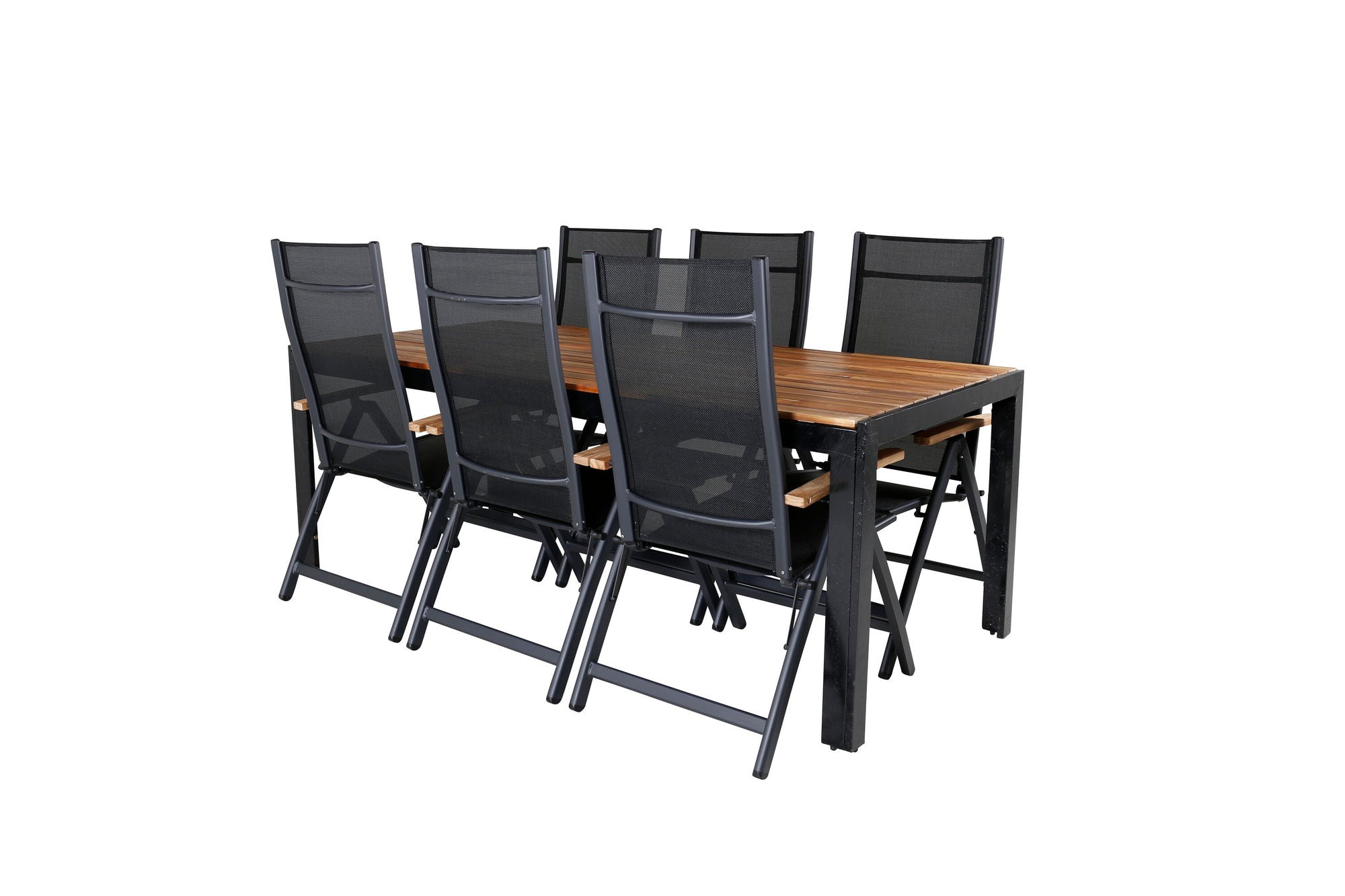 Venture Home Bois spisebord 205*90cm - Black Legs / Acacia +Panama Light 5-pos stol Black / Black and teak_6