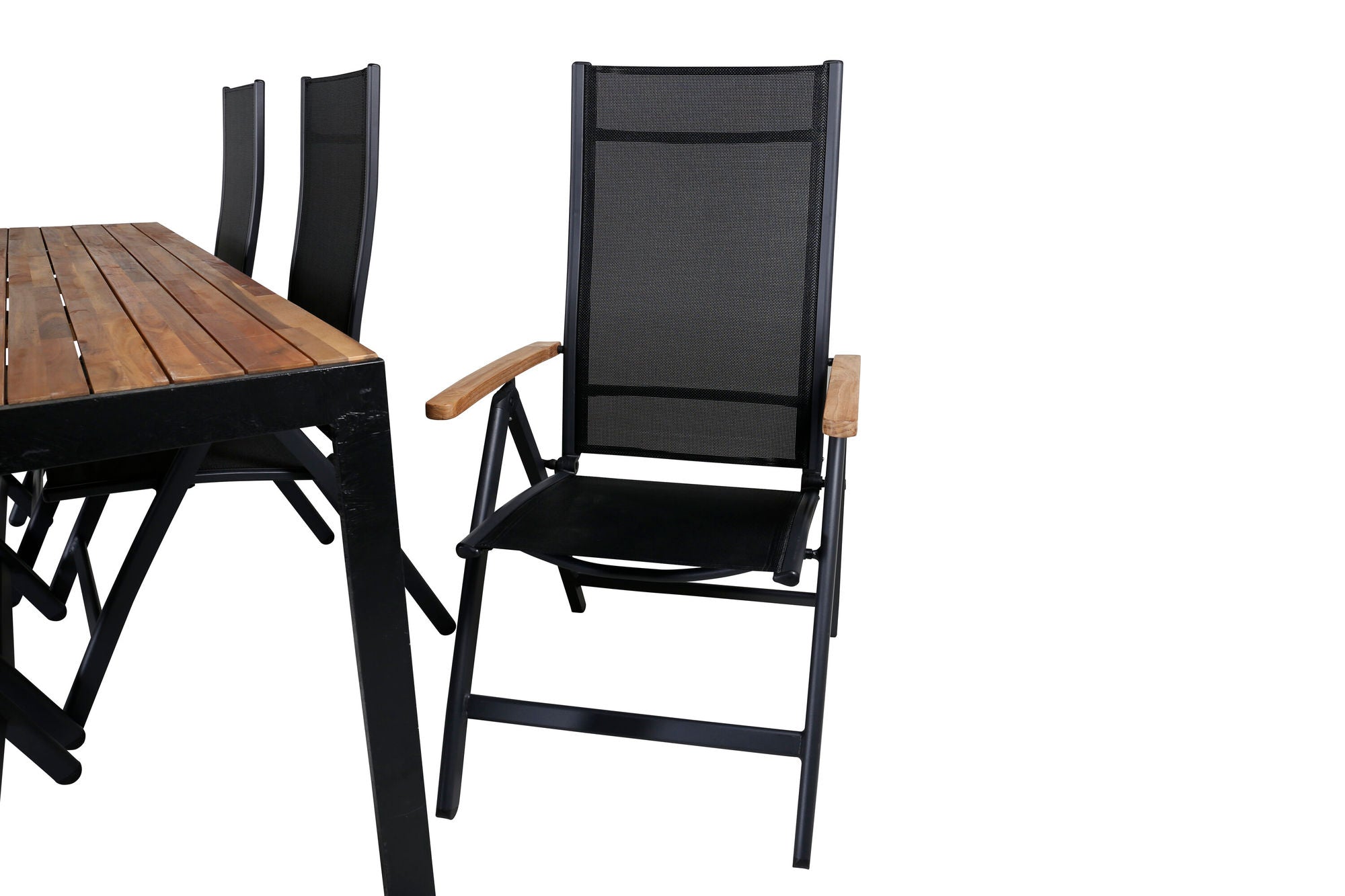 Venture Home Bois spisebord 205*90cm - Black Legs / Acacia +Panama Light 5-pos stol Black / Black and teak_6