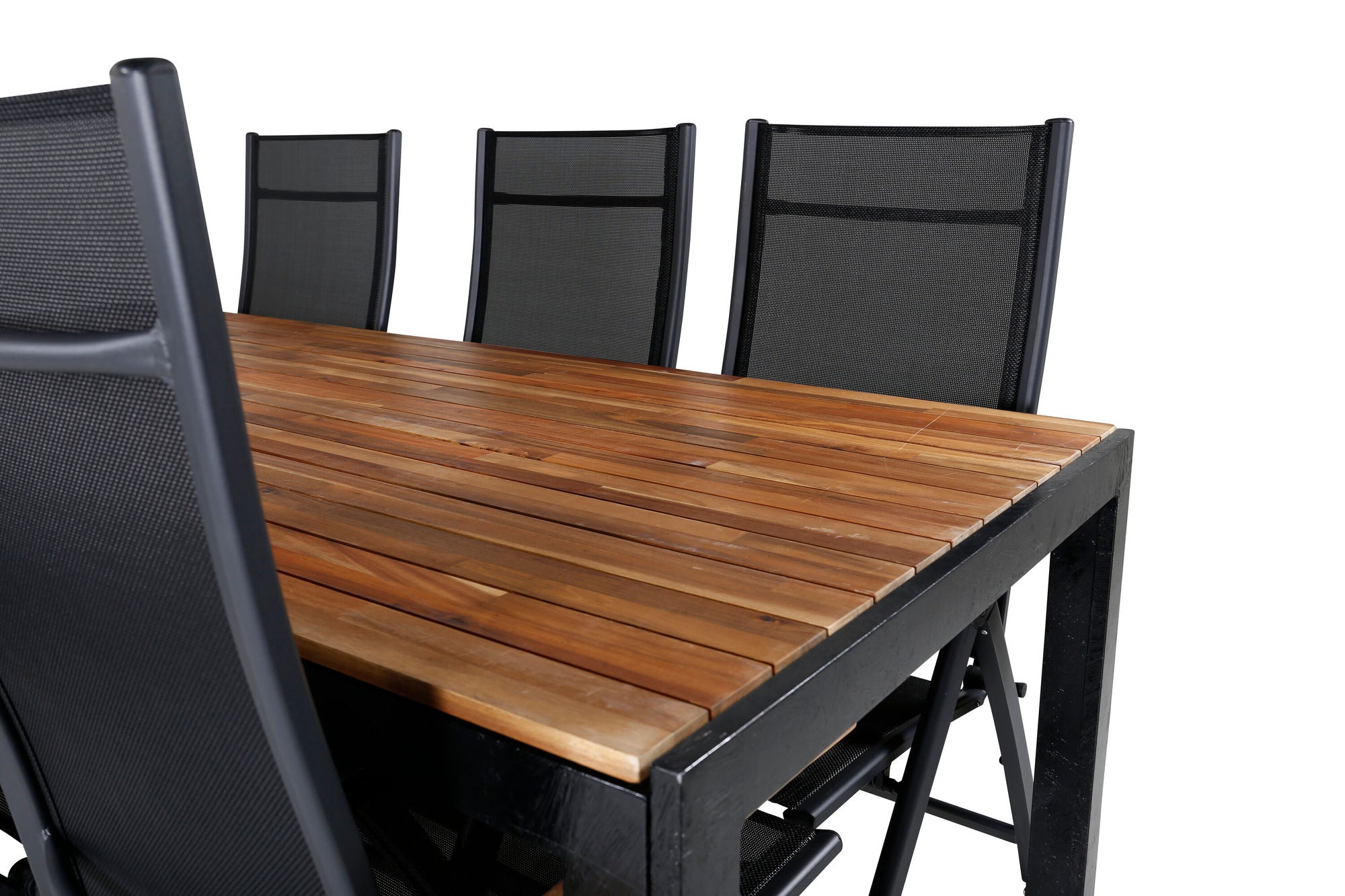 Venture Home Bois spisebord 205*90cm - Black Legs / Acacia +Panama Light 5-pos stol Black / Black and teak_6