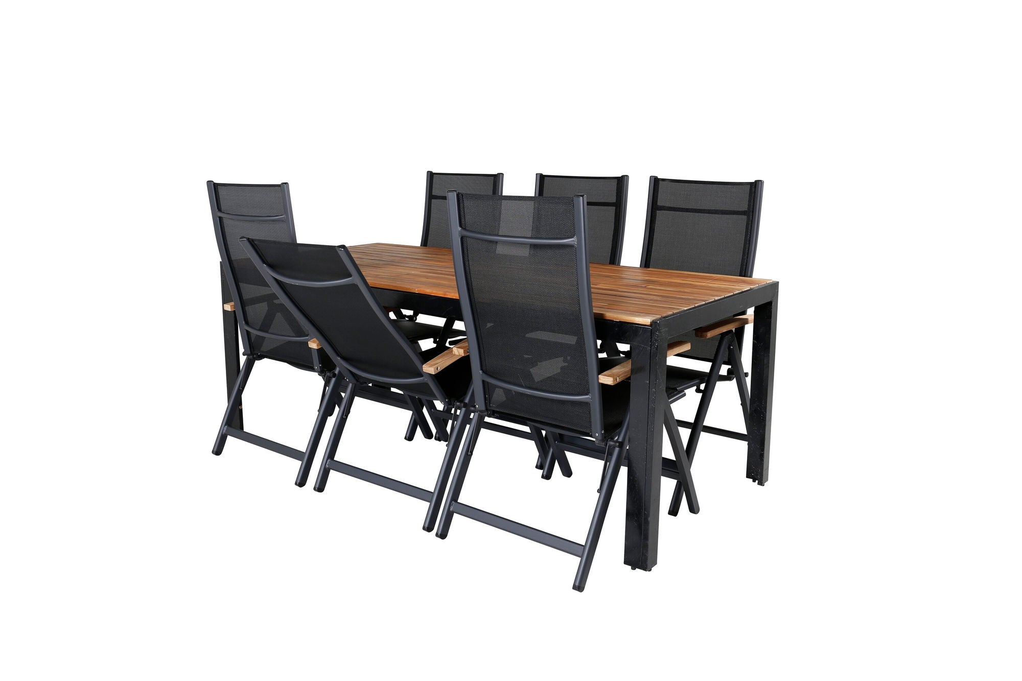 Venture Home Bois spisebord 205*90cm - Black Legs / Acacia +Panama Light 5-pos stol Black / Black and teak_6