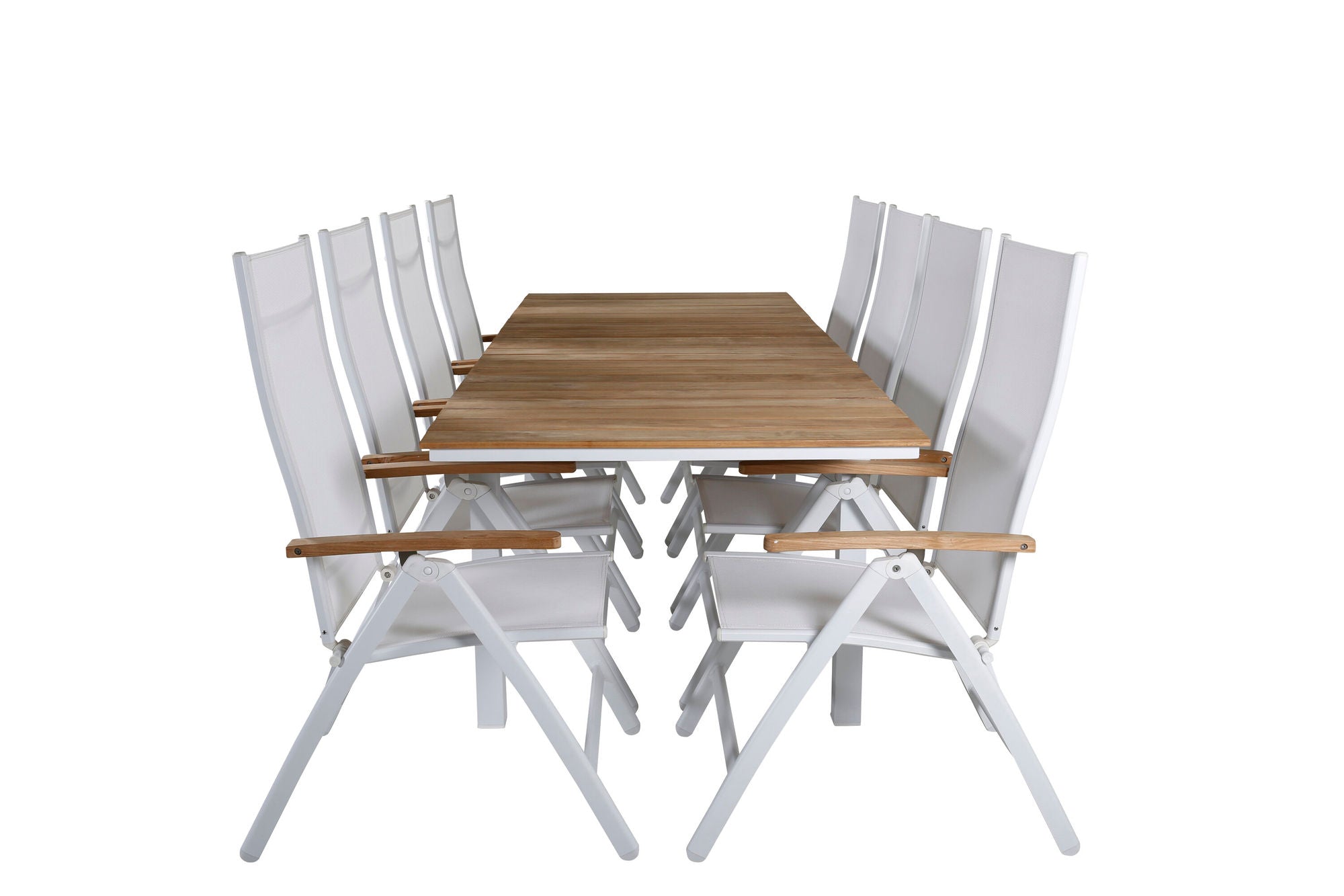 Venture Home Mexico bord 180/240 - White/Teak+Panama Light 5-pos stol White / white_8