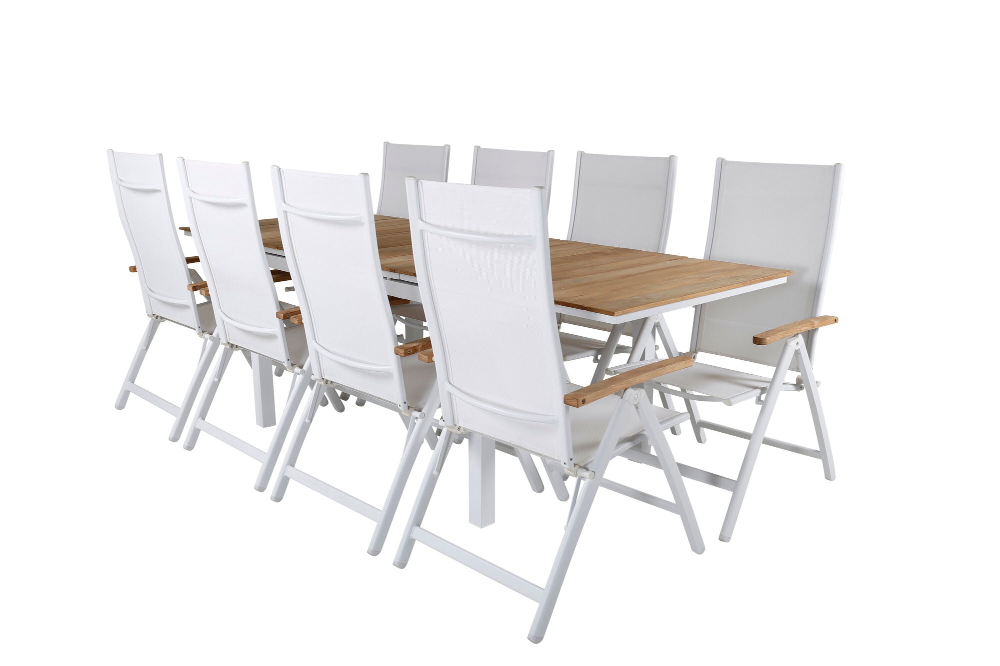 Venture Home Mexico bord 180/240 - White/Teak+Panama Light 5-pos stol White / white_8