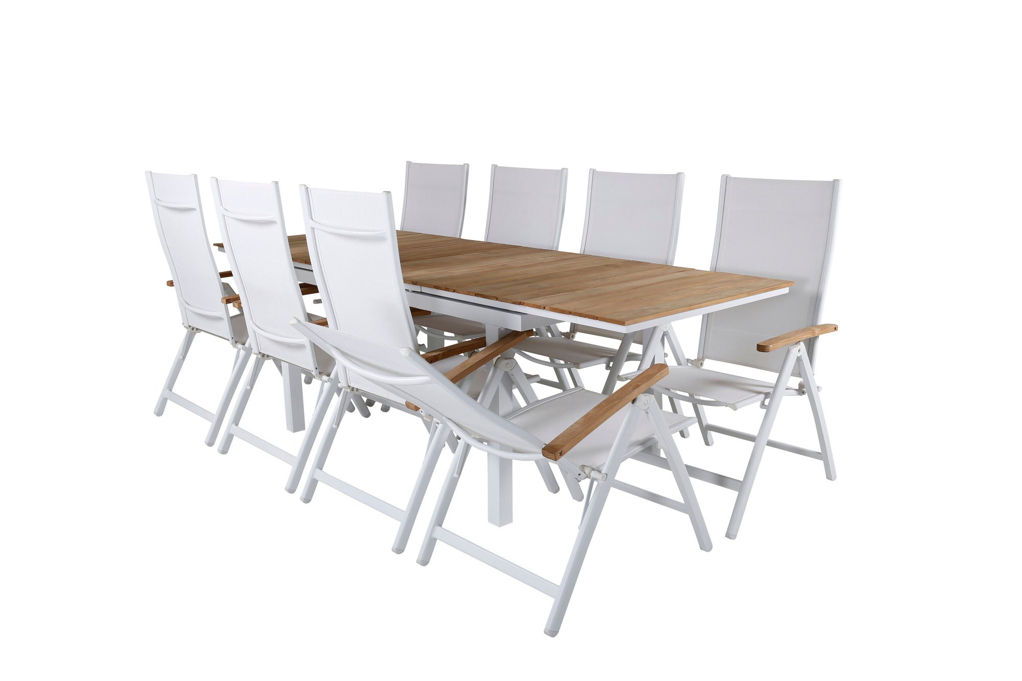 Venture Home Mexico bord 180/240 - White/Teak+Panama Light 5-pos stol White / white_8