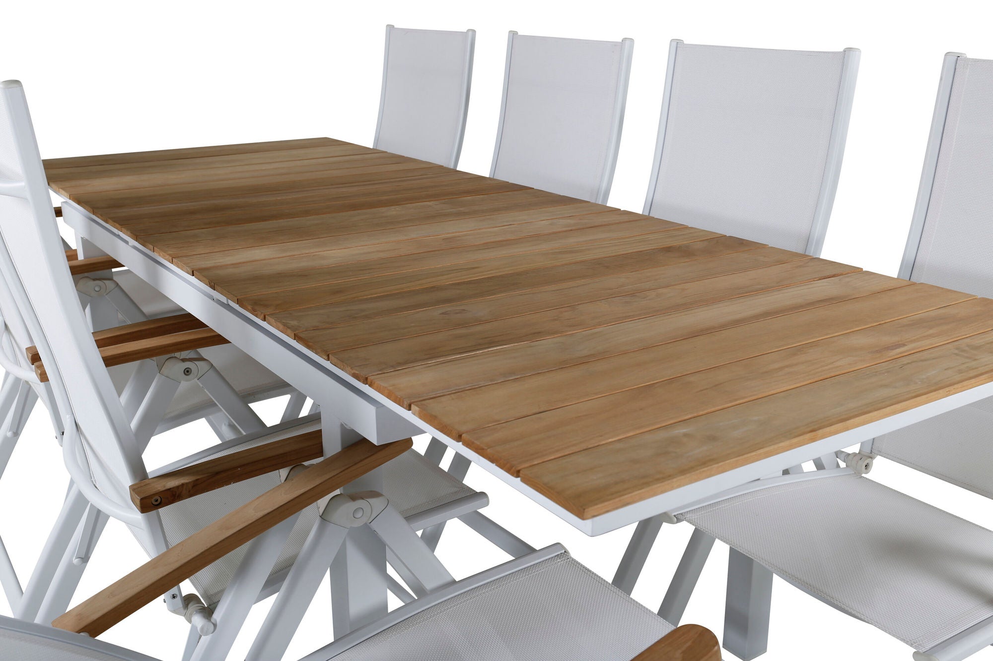 Venture Home Mexico bord 180/240 - White/Teak+Panama Light 5-pos stol White / white_8