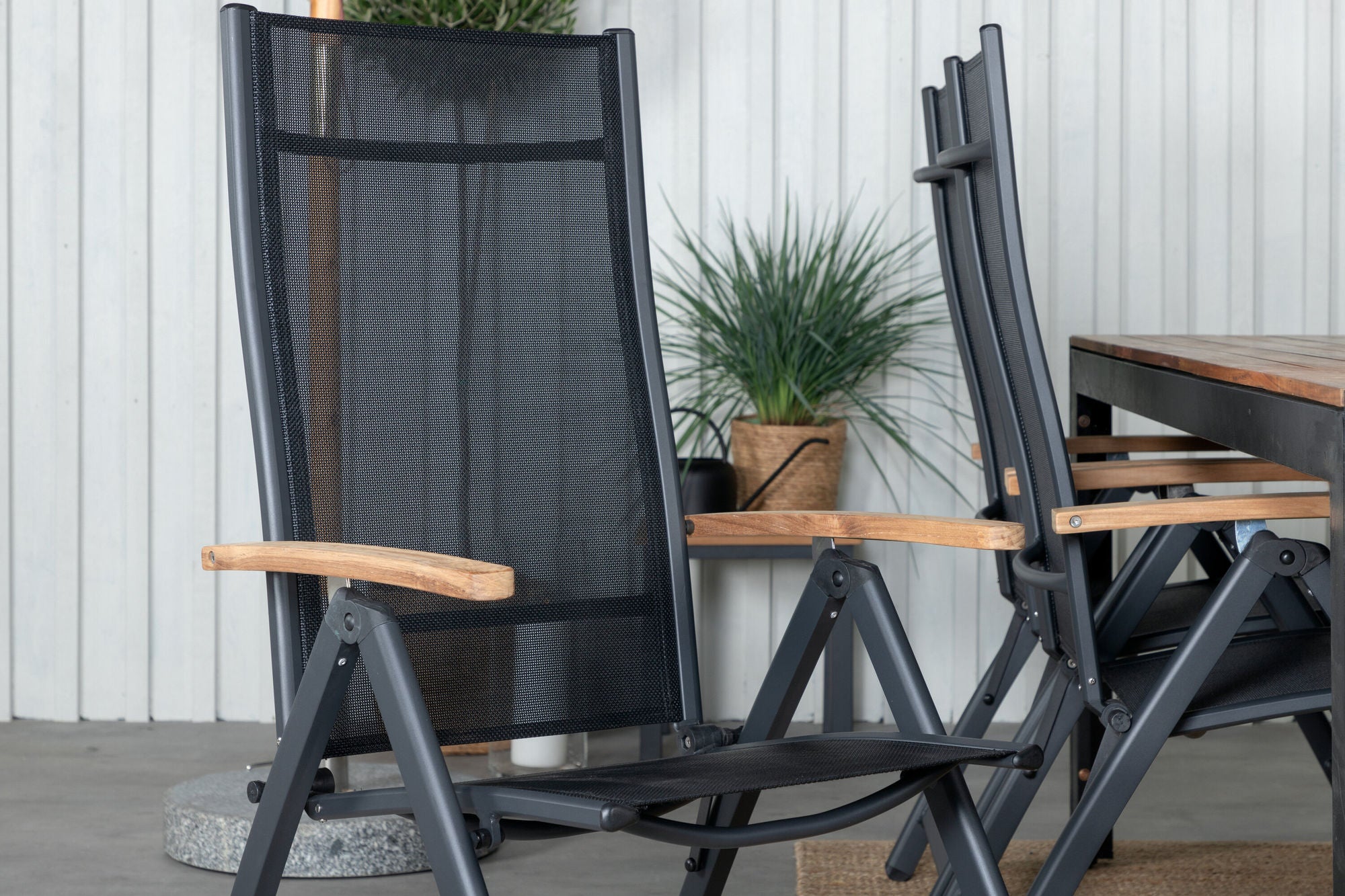 Venture Home Bois spisebord 205*90cm - Black Legs / Acacia +Panama Light 5-pos stol Black / Black and teak_6