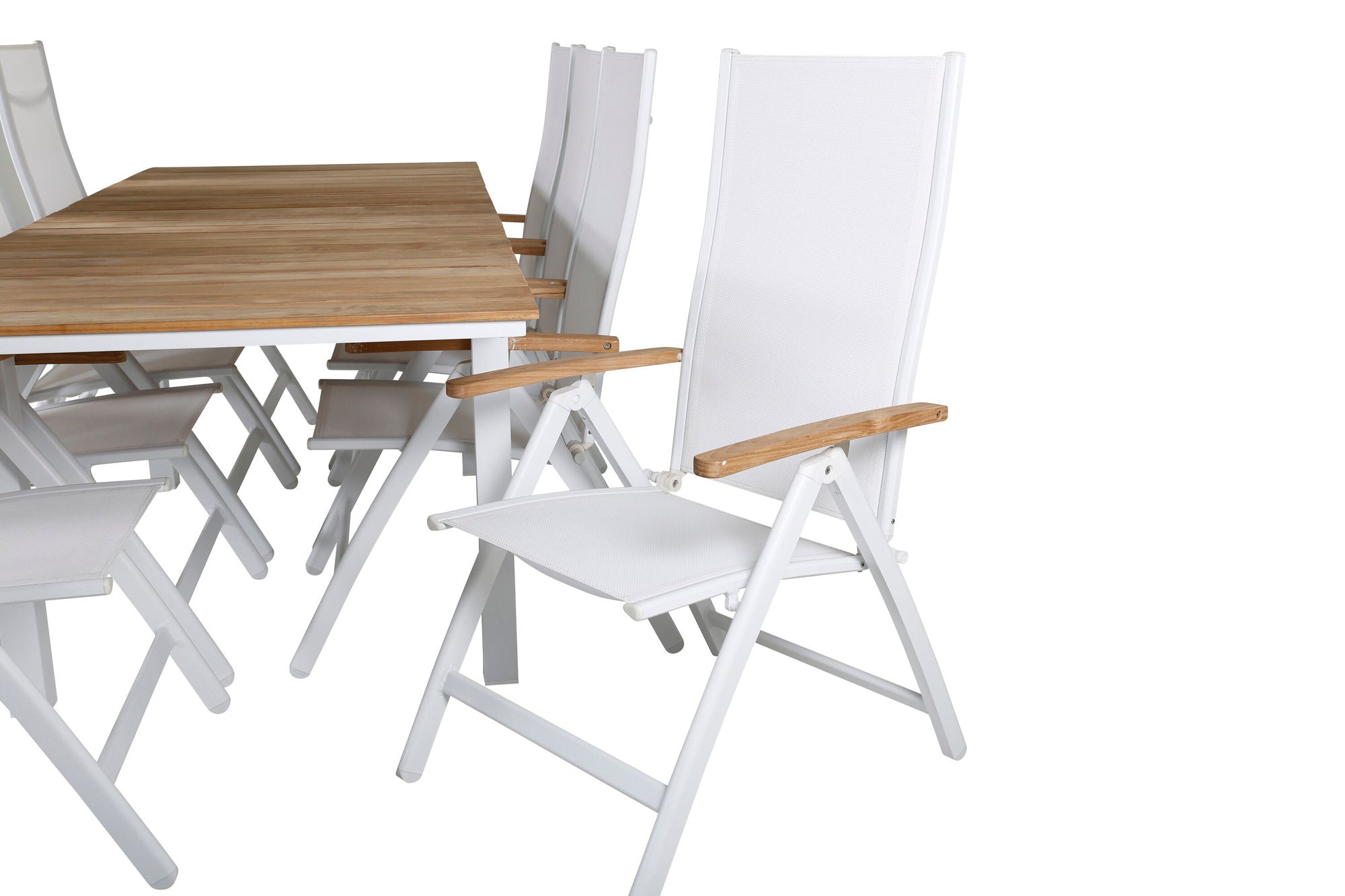 Venture Home Mexico bord 180/240 - White/Teak+Panama Light 5-pos stol White / white_8