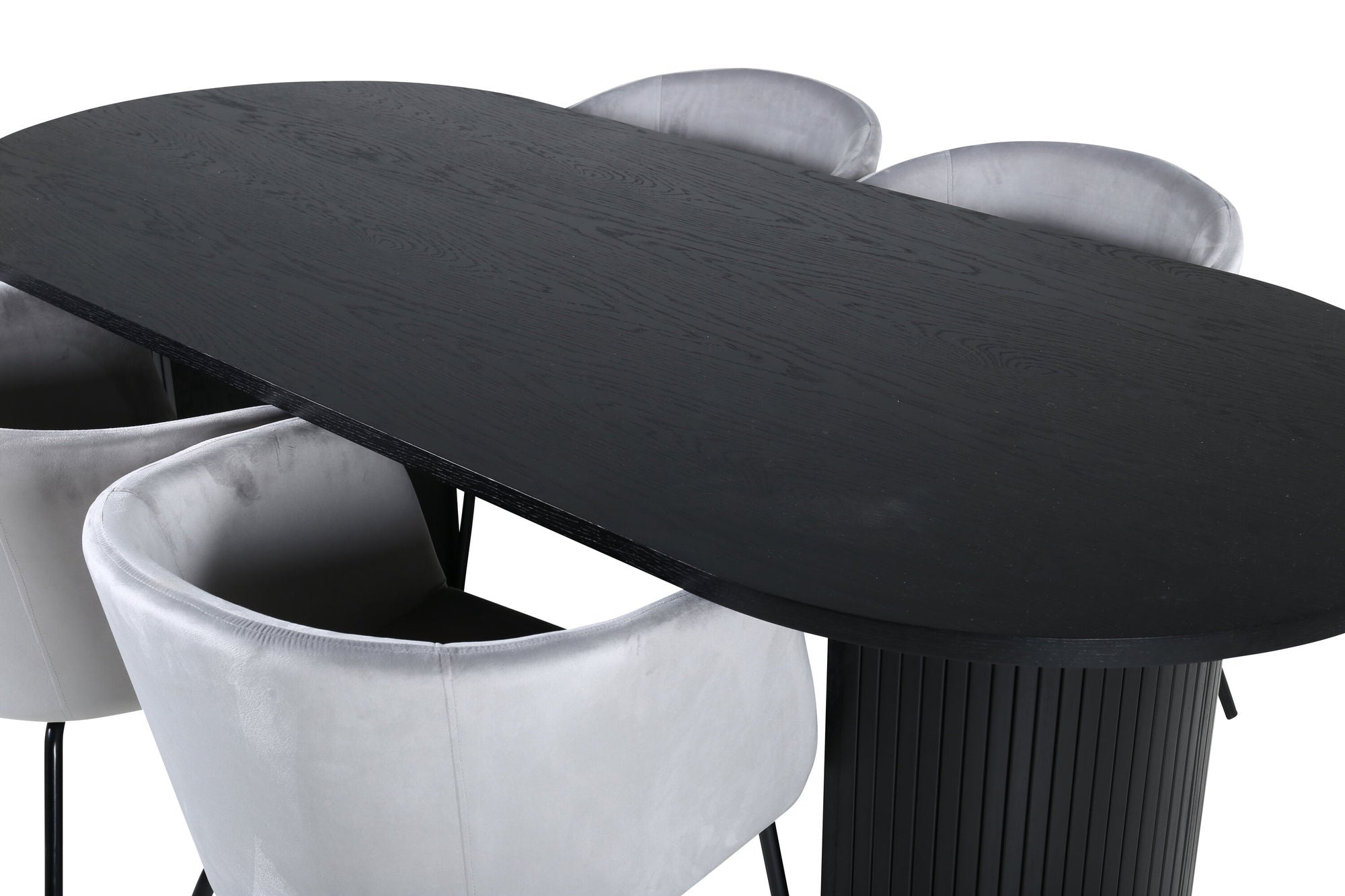 Venture Home Bianca Oval spisebord - Black / Black Veneer+Berit stol - Black / Light Grey Velvet_4