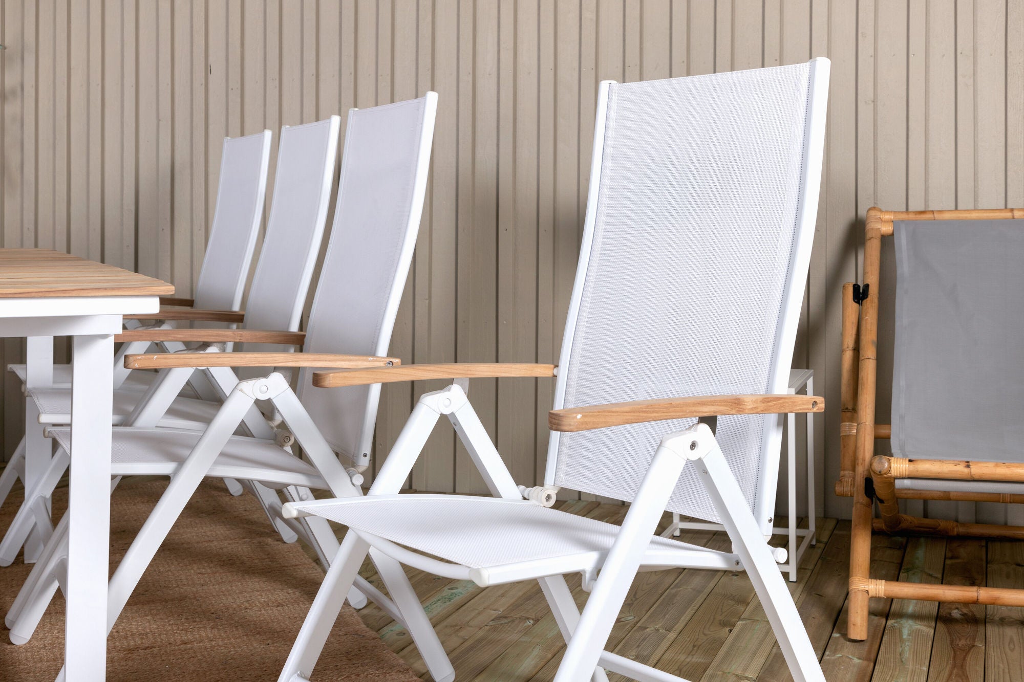 Venture Home Mexico bord 180/240 - White/Teak+Panama Light 5-pos stol White / white_8