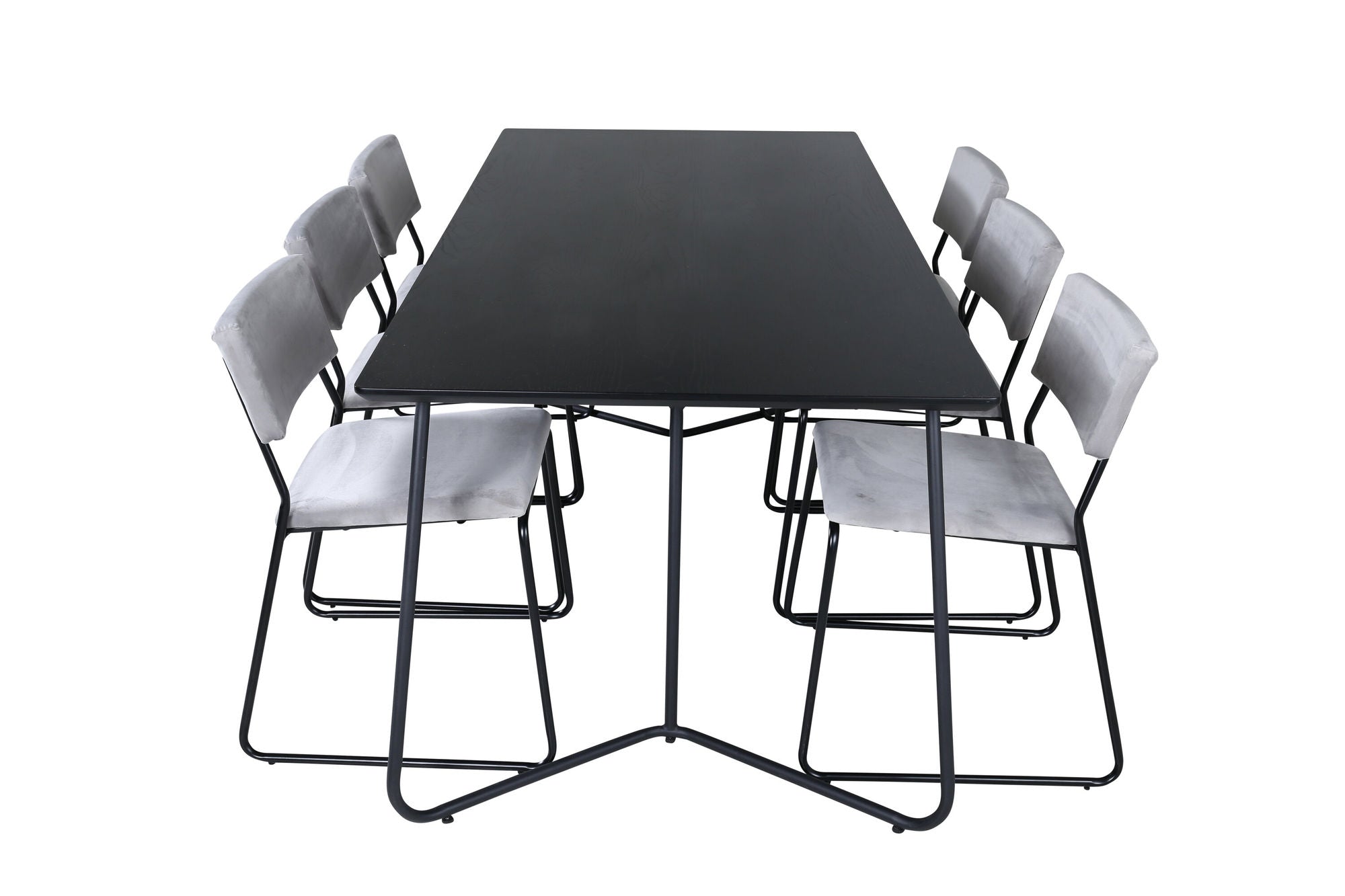 Venture Home Petra spisebord - Black / Black Veneer+Kenth stol - Black / Light Grey Velvet_6