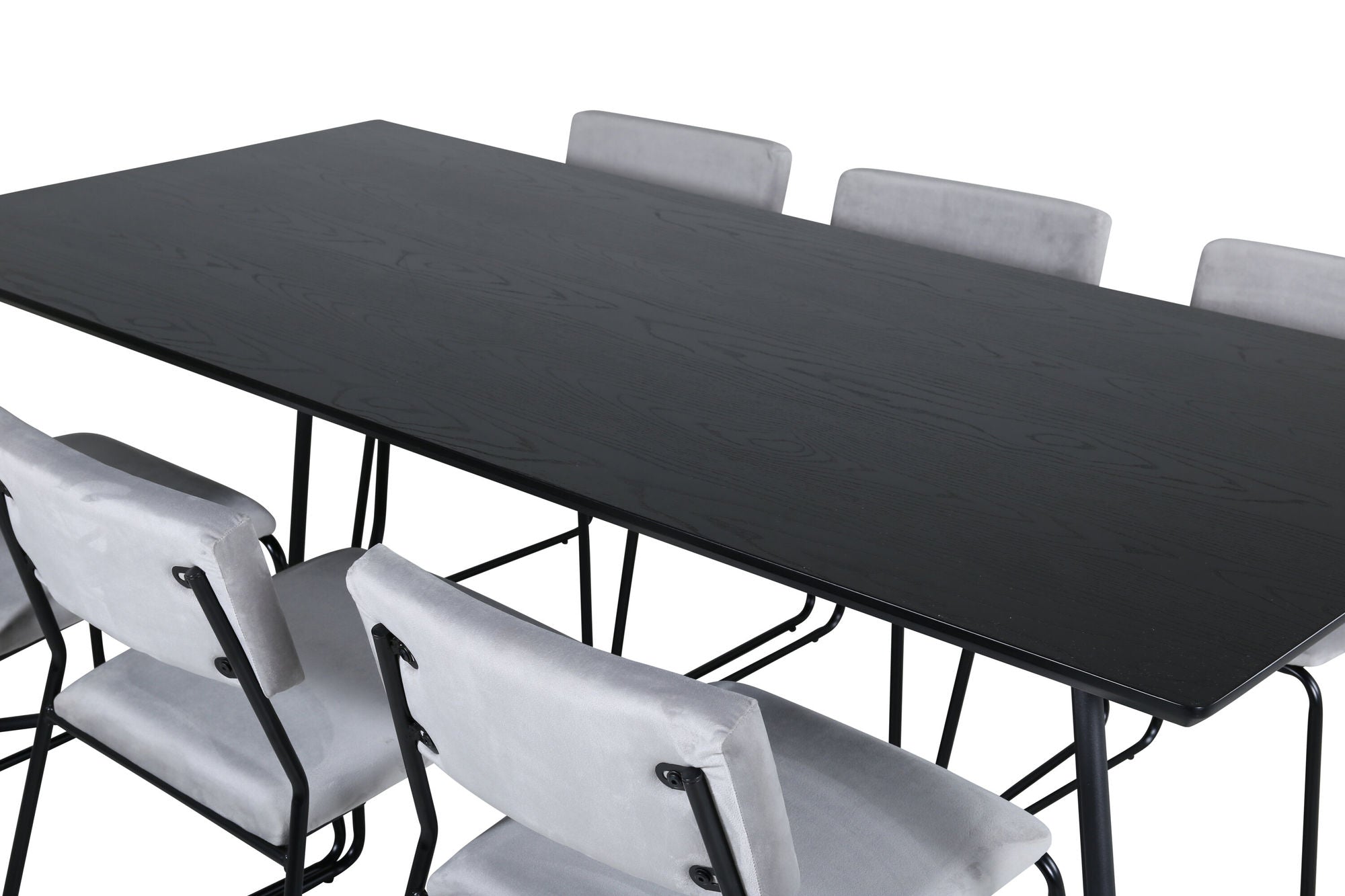Venture Home Petra spisebord - Black / Black Veneer+Kenth stol - Black / Light Grey Velvet_6