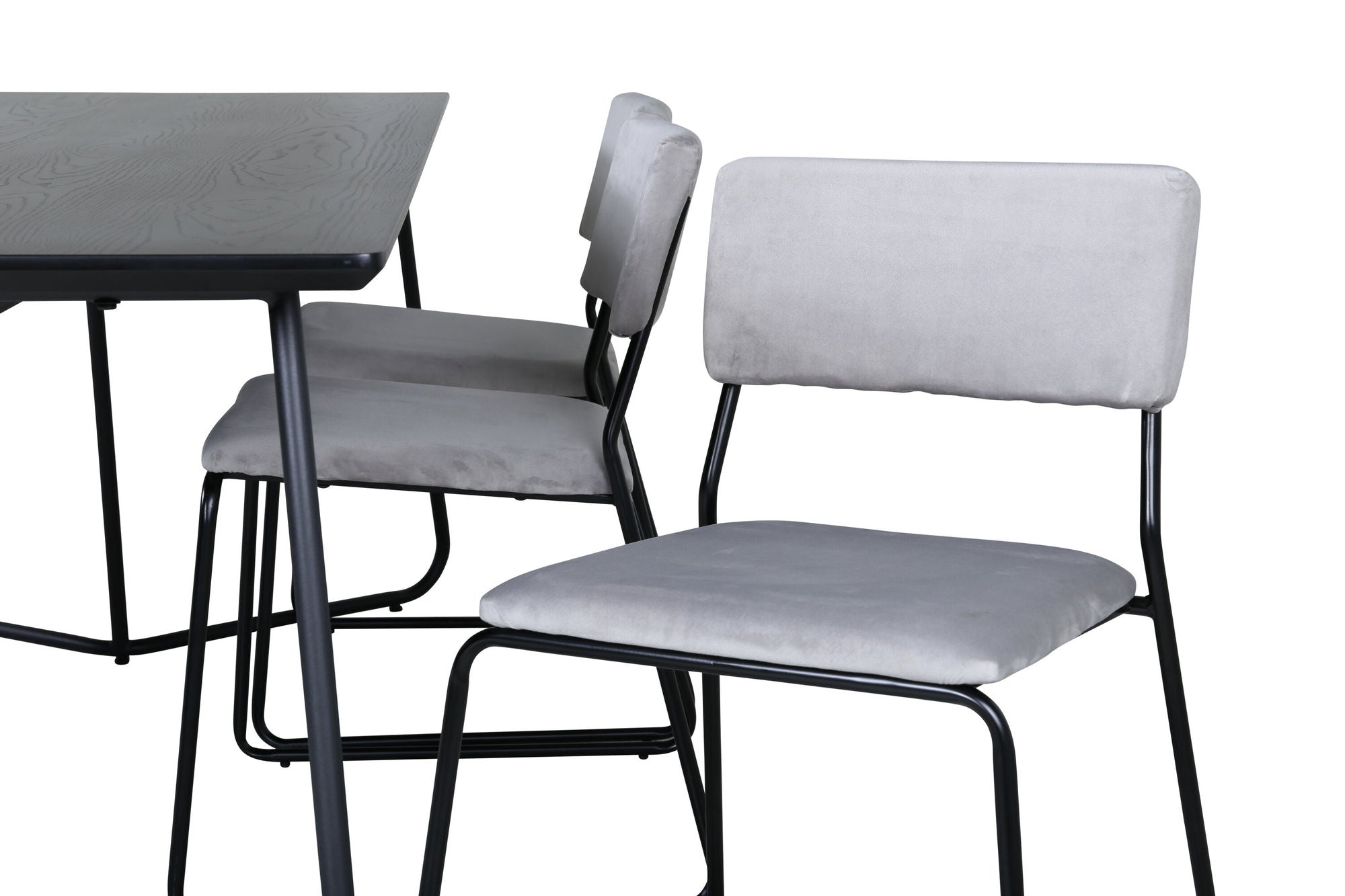 Venture Home Petra spisebord - Black / Black Veneer+Kenth stol - Black / Light Grey Velvet_6