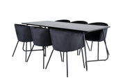 Venture Home Petra spisebord - Black / Black Veneer+Berit stol - Black / Black Velvet_6