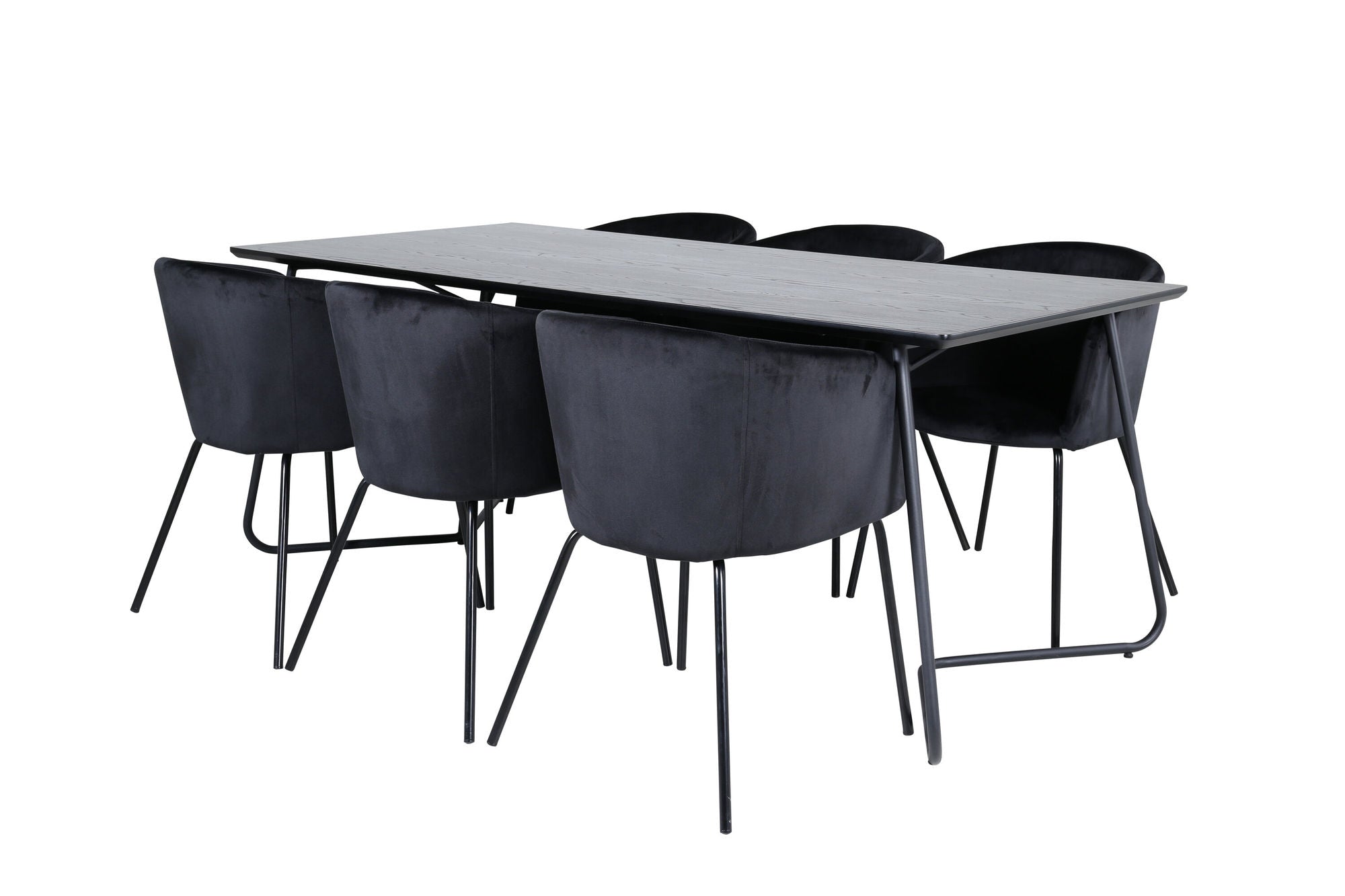 Venture Home Petra spisebord - Black / Black Veneer+Berit stol - Black / Black Velvet_6