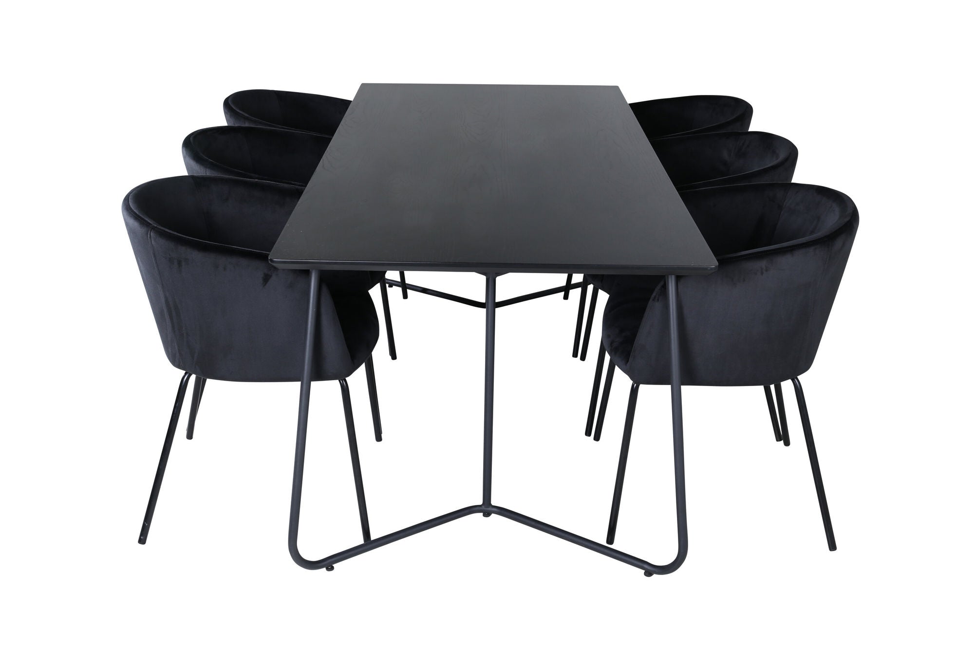 Venture Home Petra spisebord - Black / Black Veneer+Berit stol - Black / Black Velvet_6