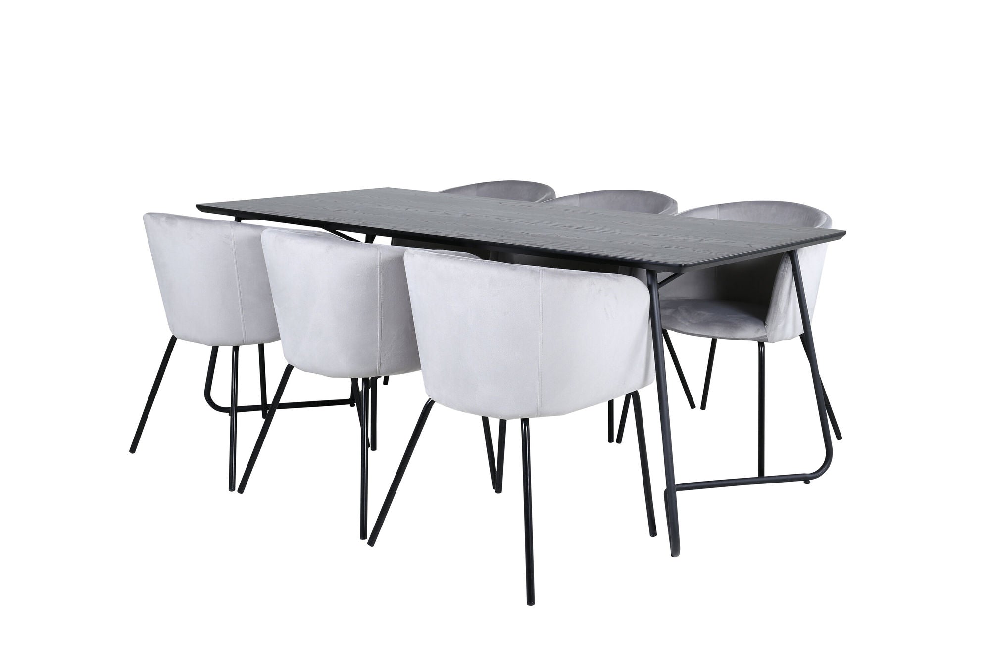 Venture Home Petra spisebord - Black / Black Veneer+Berit stol - Black / Light Grey Velvet_6