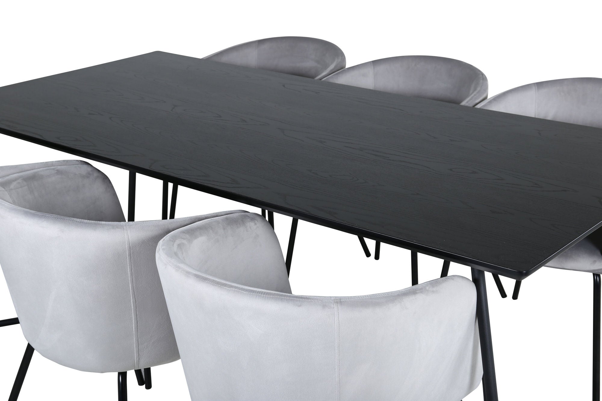 Venture Home Petra spisebord - Black / Black Veneer+Berit stol - Black / Light Grey Velvet_6