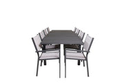 Venture Home Marbella spisebord 160/240*100*H75 - Black+Copacabana Arm stol (stackable) - Black Alu / Grey Textilene_8