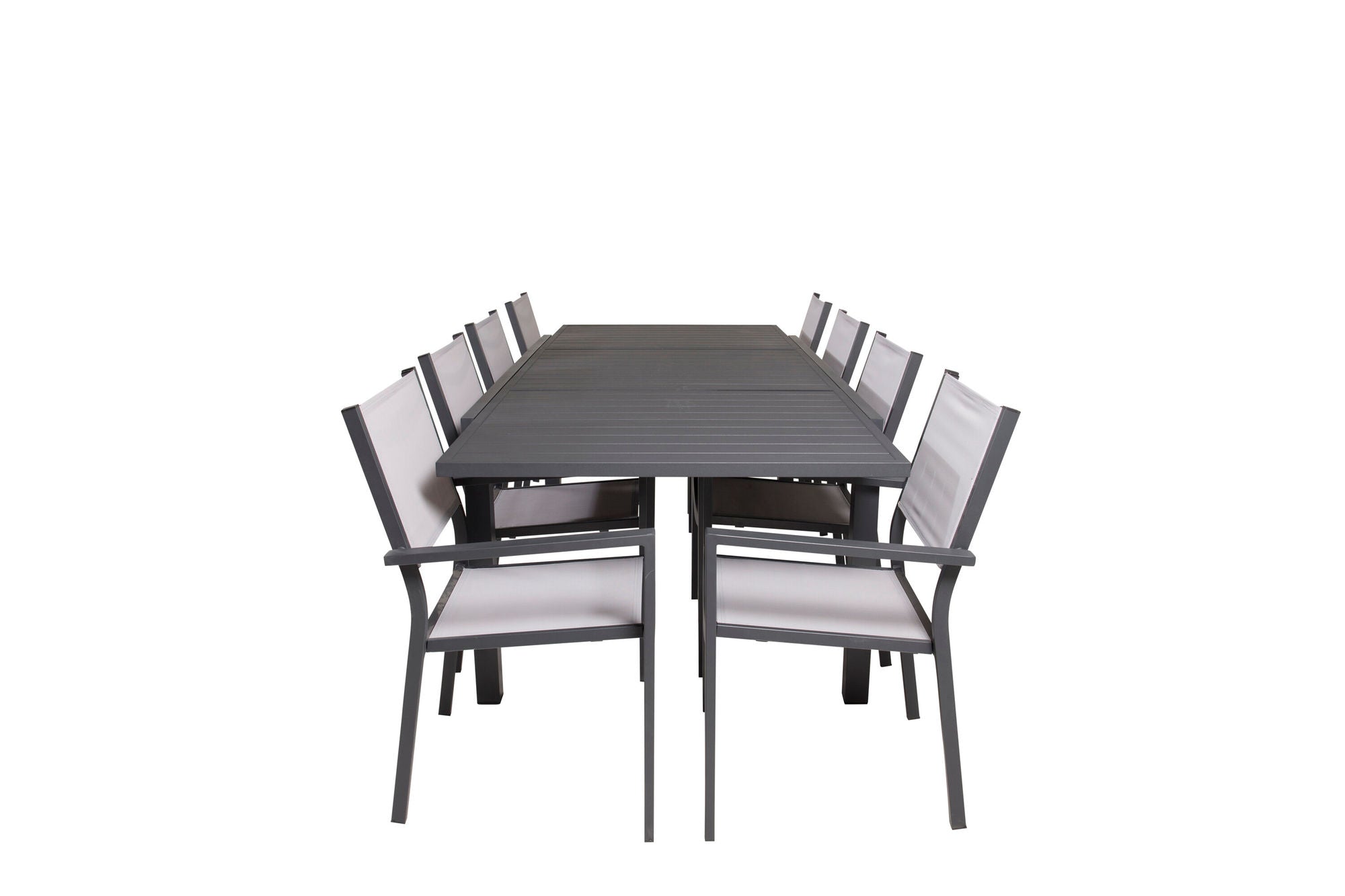 Venture Home Marbella spisebord 160/240*100*H75 - Black+Copacabana Arm stol (stackable) - Black Alu / Grey Textilene_8