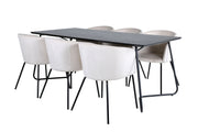 Venture Home Petra spisebord - Black / Black Veneer+Berit stol - Black / Beige Velvet_6