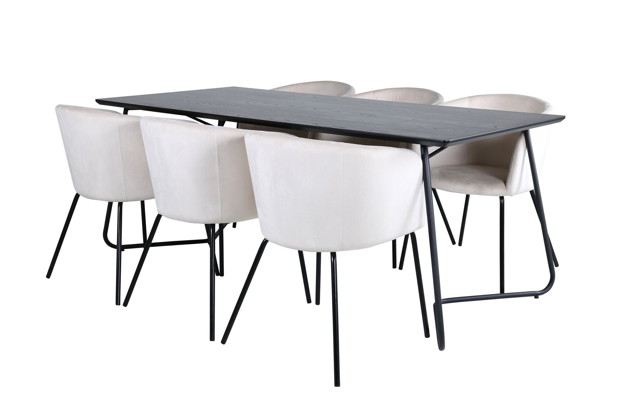 Venture Home Petra spisebord - Black / Black Veneer+Berit stol - Black / Beige Velvet_6