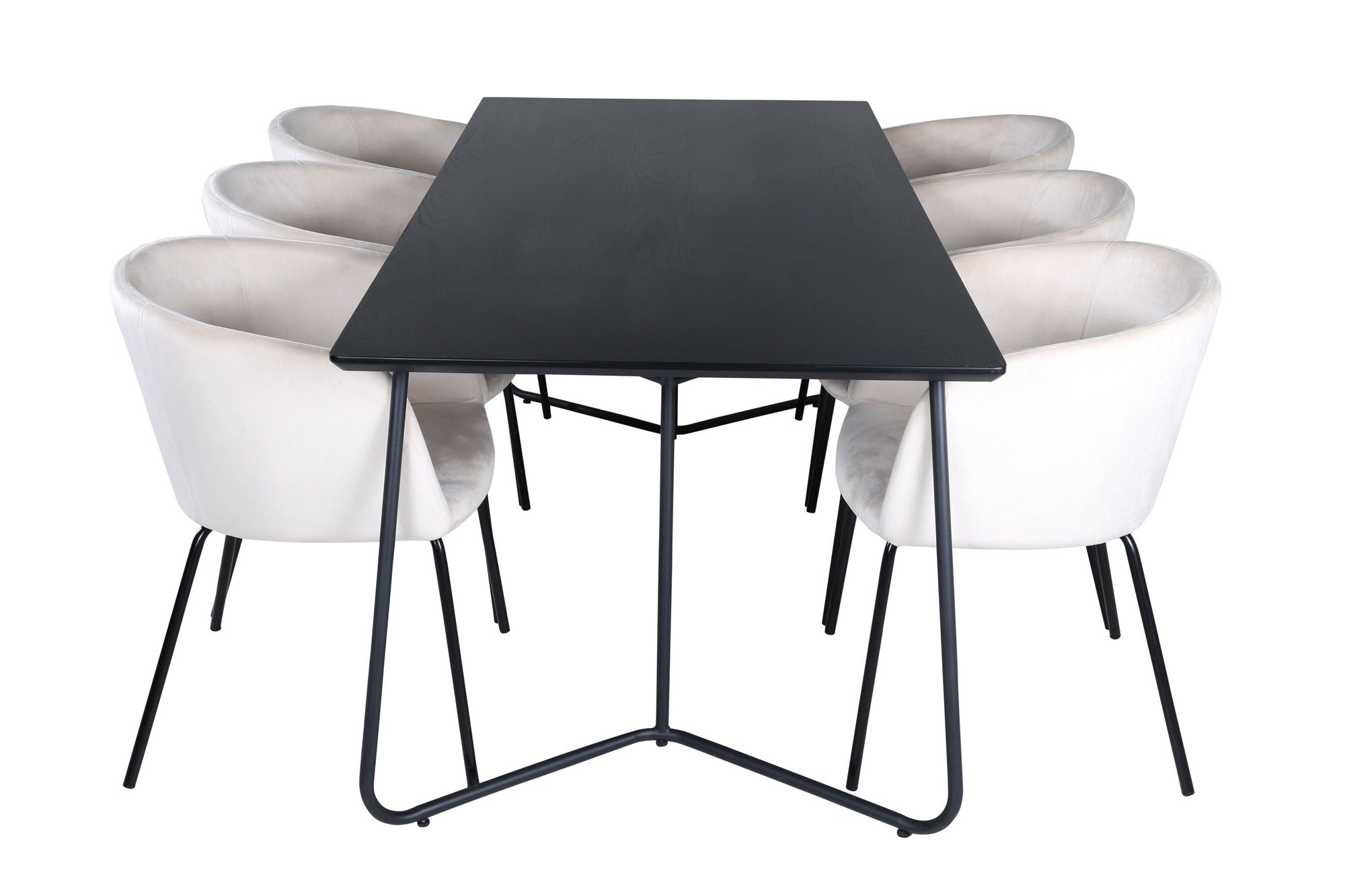 Venture Home Petra spisebord - Black / Black Veneer+Berit stol - Black / Beige Velvet_6