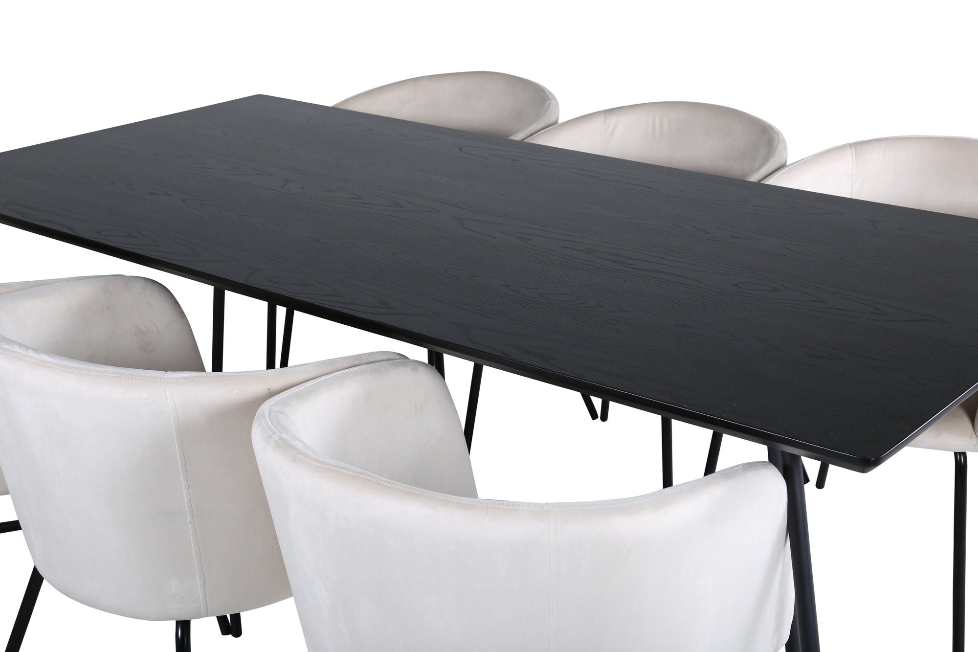 Venture Home Petra spisebord - Black / Black Veneer+Berit stol - Black / Beige Velvet_6
