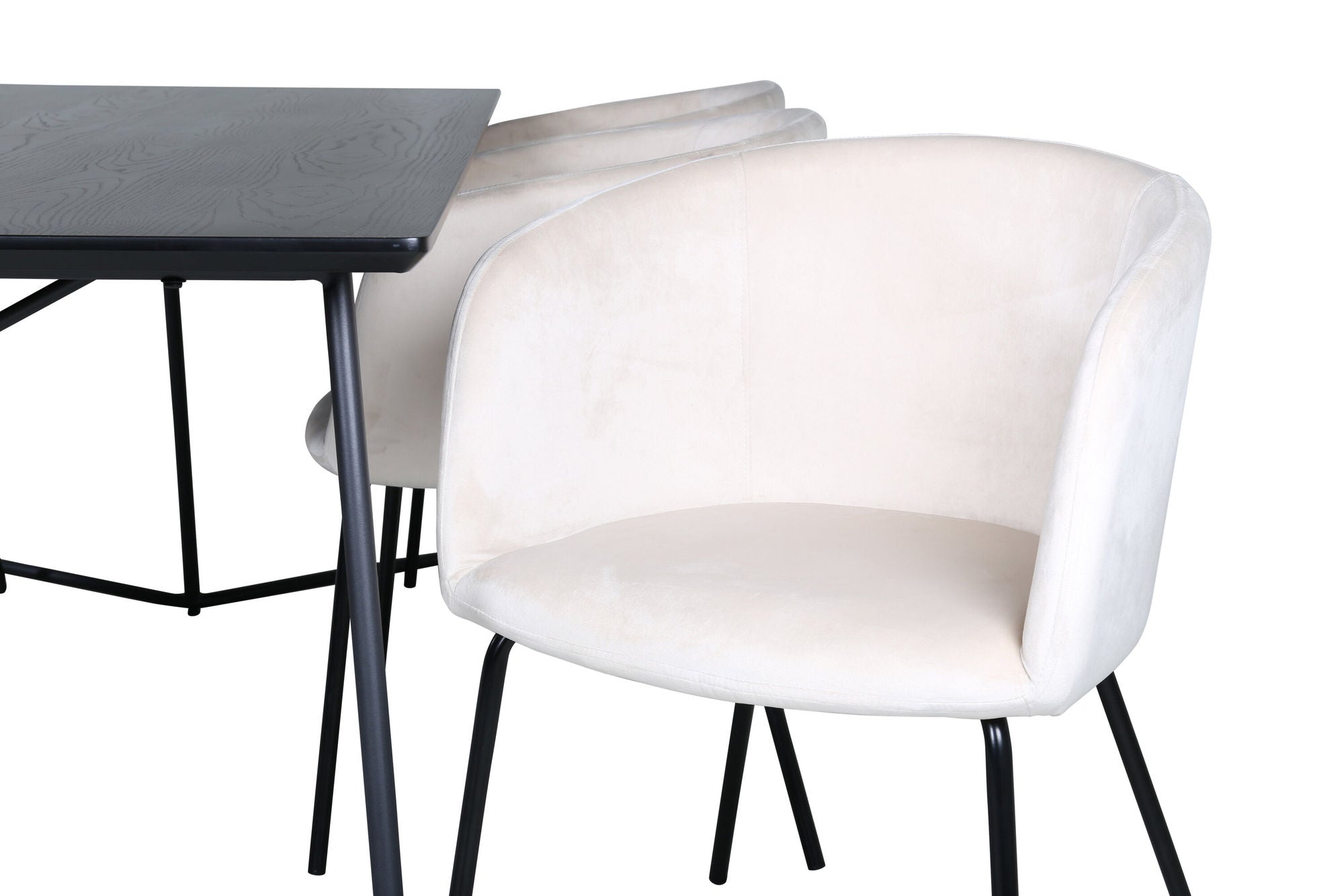 Venture Home Petra spisebord - Black / Black Veneer+Berit stol - Black / Beige Velvet_6