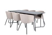 Venture Home Petra spisebord - Black / Black Veneer+Berit stol - Black / Beige Fabric (Polyester linen )_6