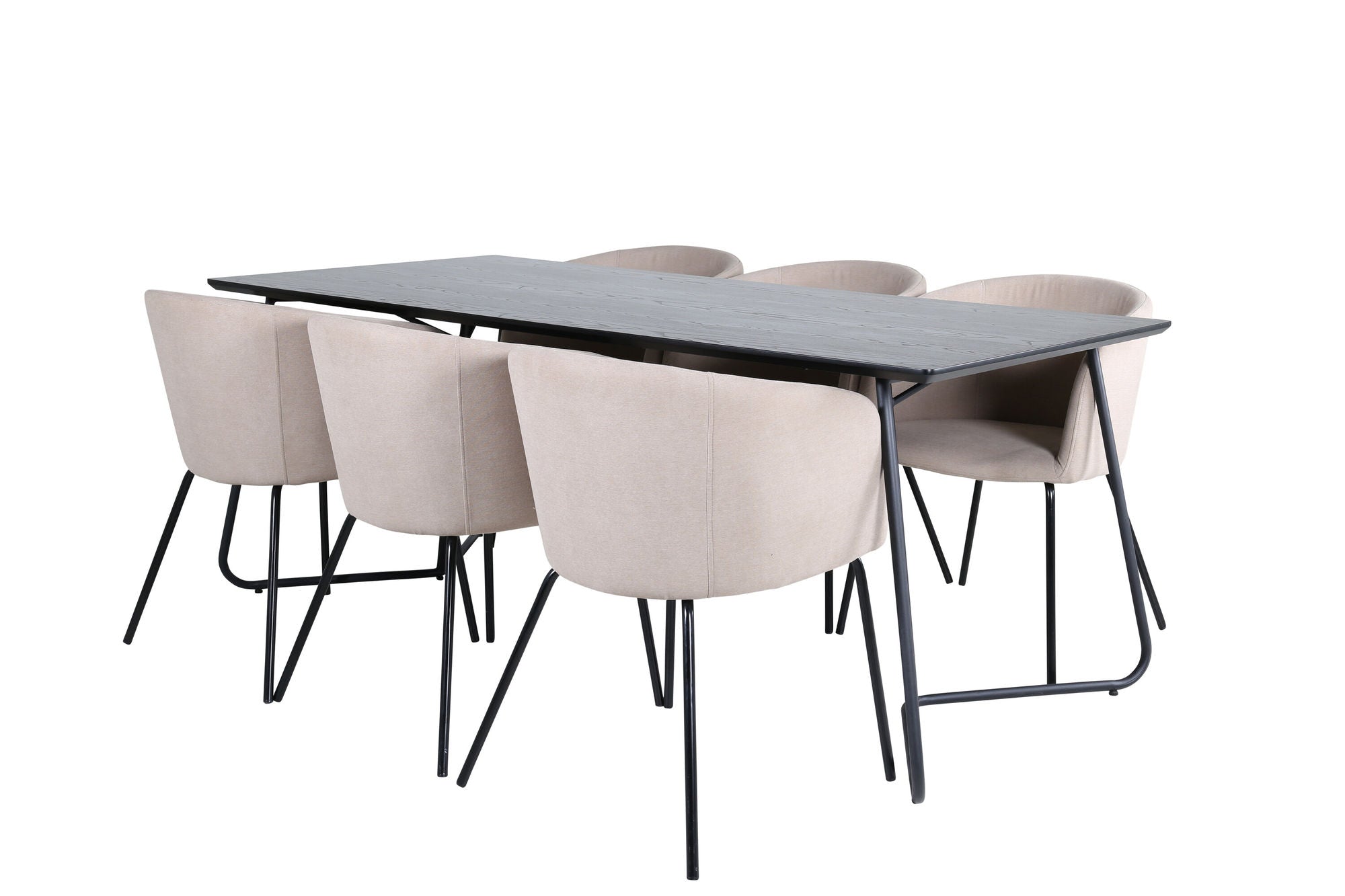 Venture Home Petra spisebord - Black / Black Veneer+Berit stol - Black / Beige Fabric (Polyester linen )_6