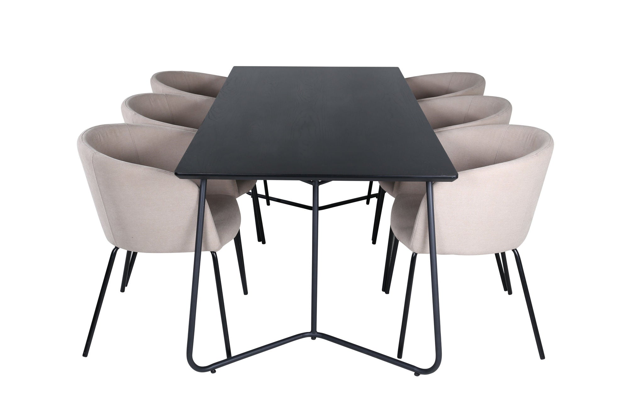 Venture Home Petra spisebord - Black / Black Veneer+Berit stol - Black / Beige Fabric (Polyester linen )_6