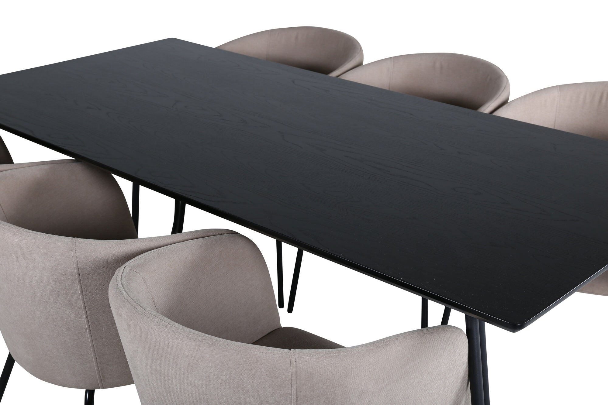 Venture Home Petra spisebord - Black / Black Veneer+Berit stol - Black / Beige Fabric (Polyester linen )_6