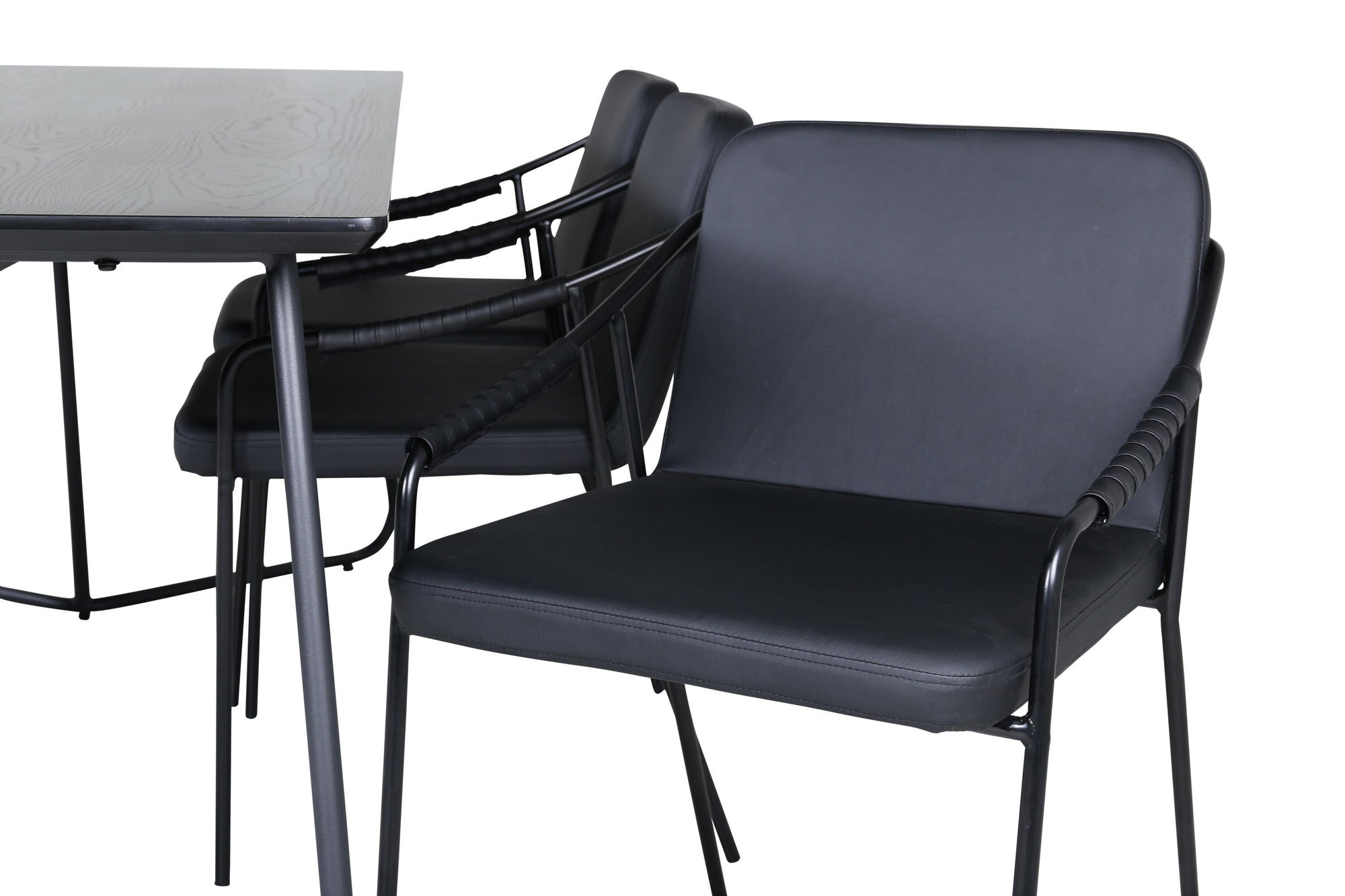 Venture Home Petra spisebord - Black / Black Veneer+Tvist stol - Black / Black PU_6