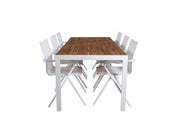Venture Home Bois spisebord 205*90cm - White Alu / Acacia +Alina Spisebordsstol - white Alu / White Textilene_6