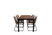 Venture Home Bois spisebord 205*90cm - Black Legs / Acacia +Lindos Stacking stol - Black Alu / Latte Rope_6