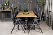 Venture Home Panama spisebord 160/240*90 - Black Alu / Teak+Break 5:pos stol - Black alu / Black Textilene_8