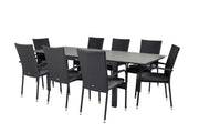 Venture Home Levels spisebord 160/240*90 - Black Alu / Grey Aintwood +Anna Arm stol (stac