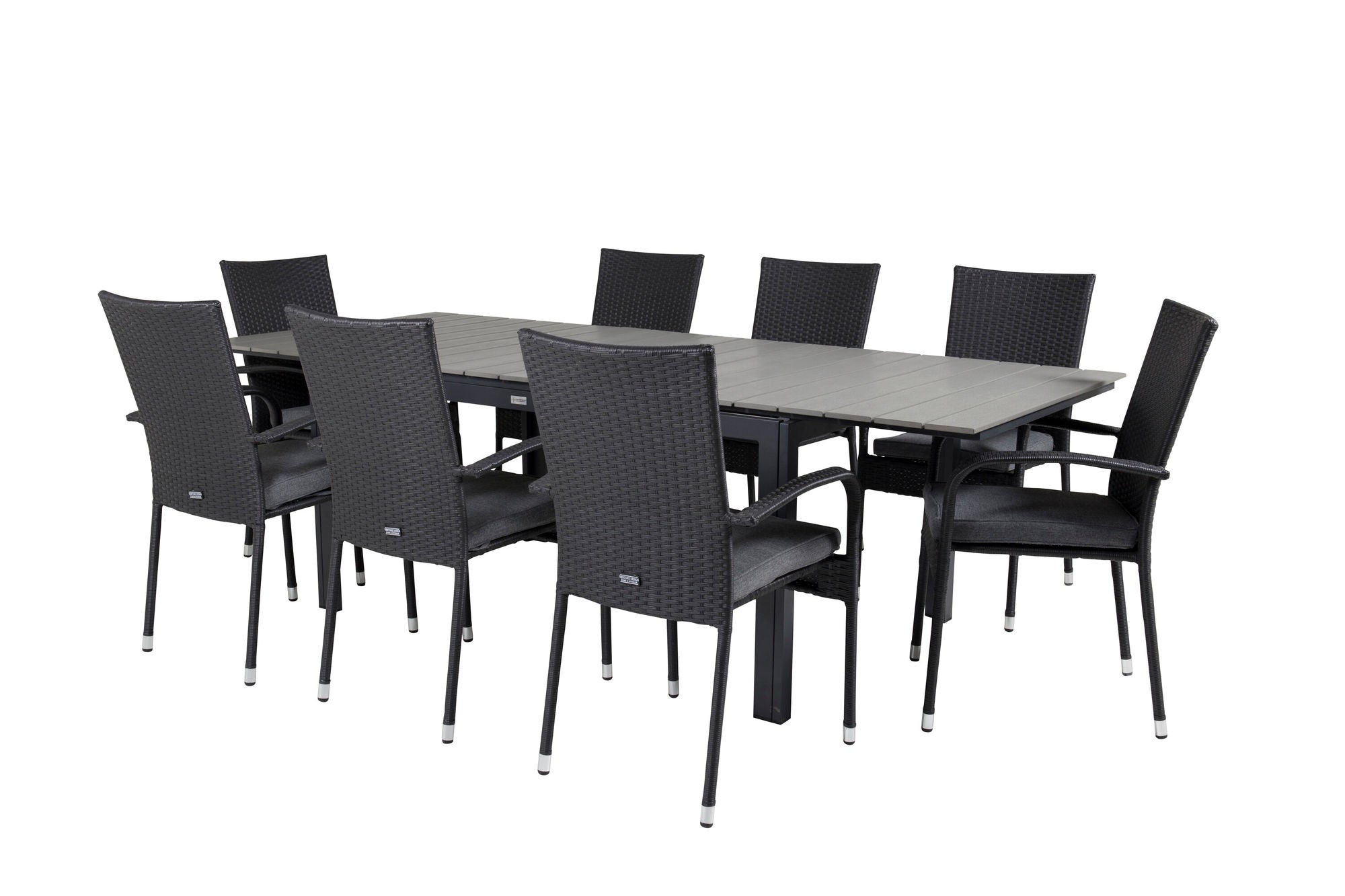 Venture Home Levels spisebord 160/240*90 - Black Alu / Grey Aintwood +Anna Arm stol (stac