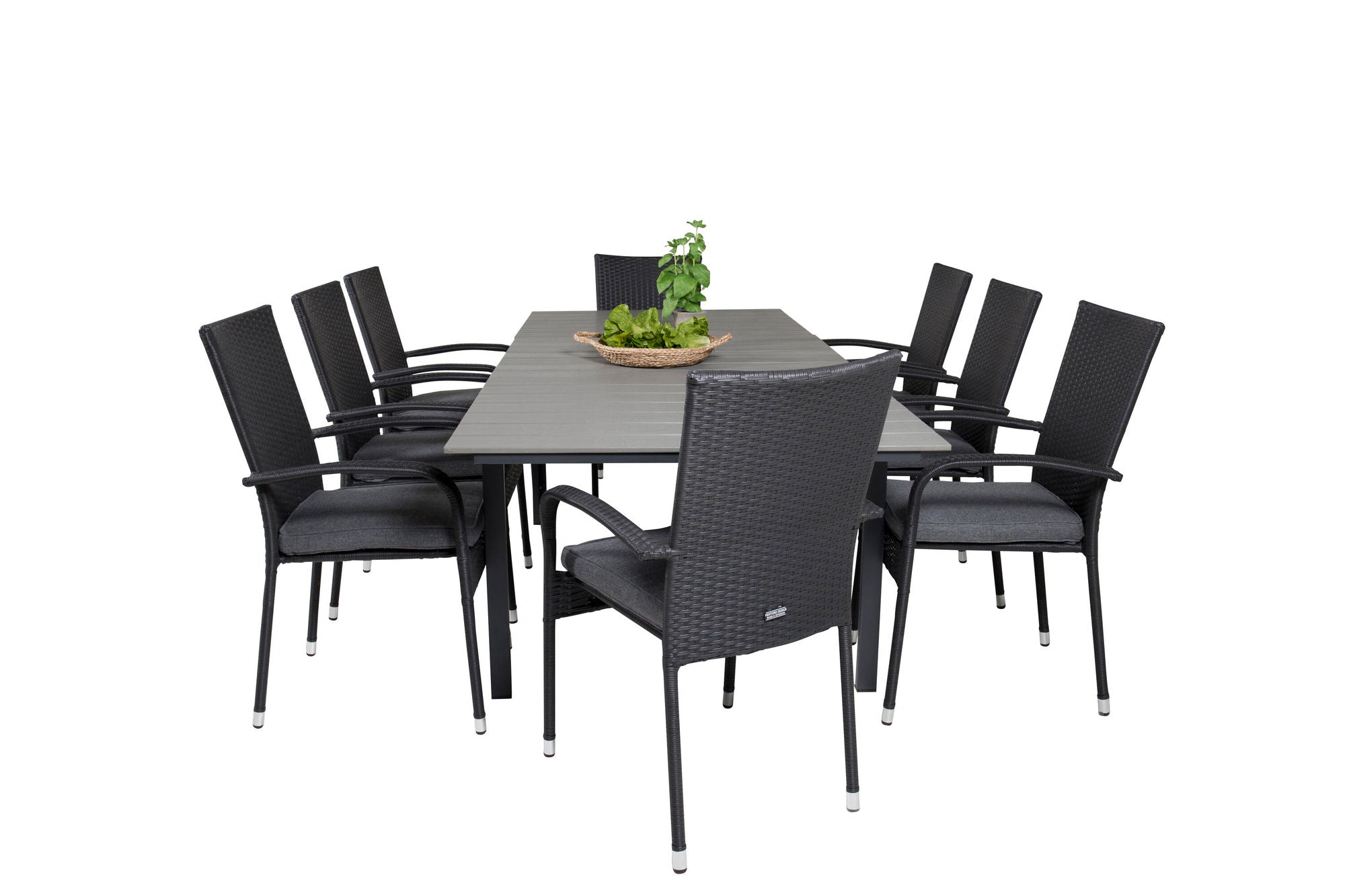 Venture Home Levels spisebord 160/240*90 - Black Alu / Grey Aintwood +Anna Arm stol (stac
