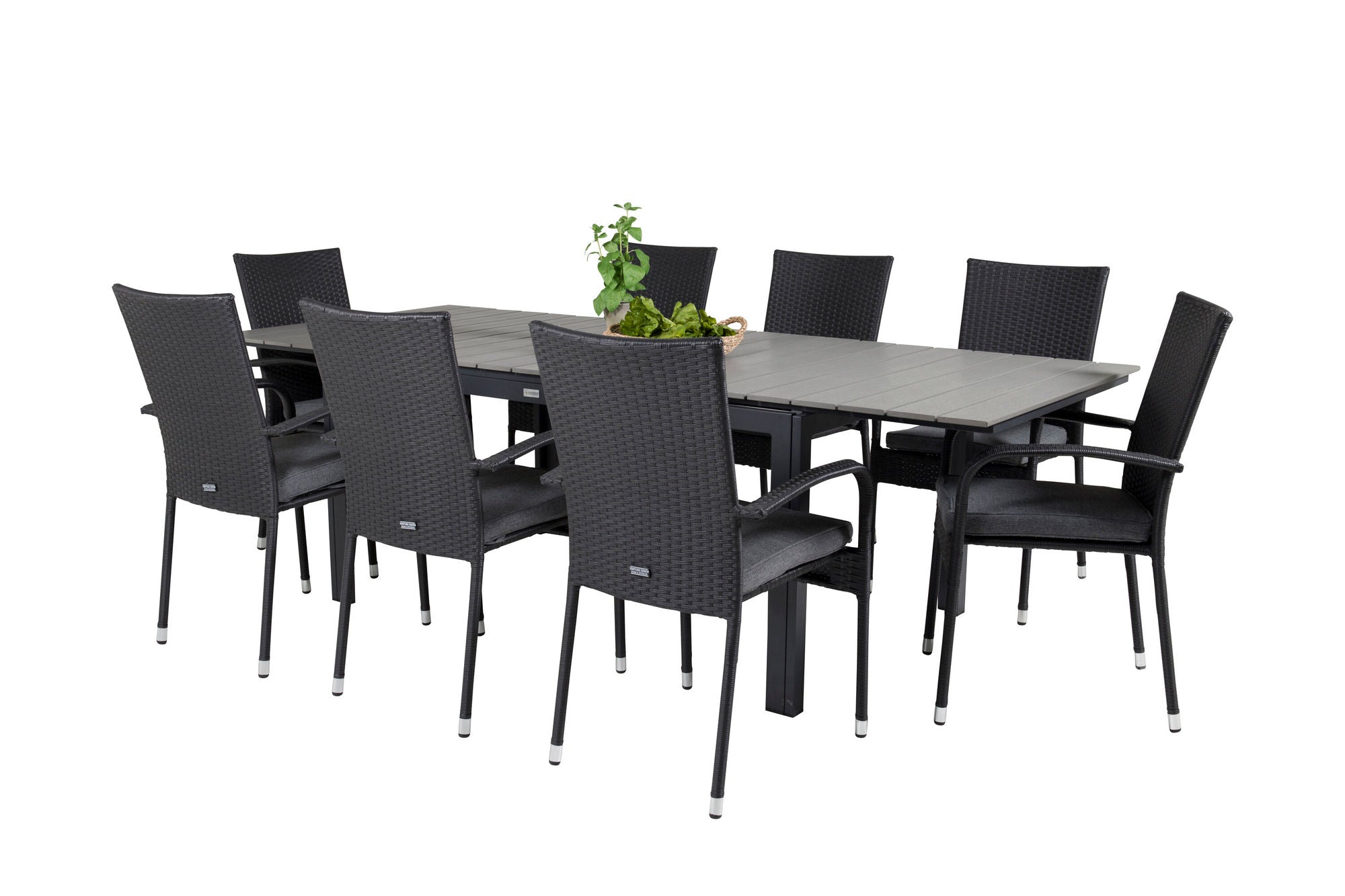 Venture Home Levels spisebord 160/240*90 - Black Alu / Grey Aintwood +Anna Arm stol (stac