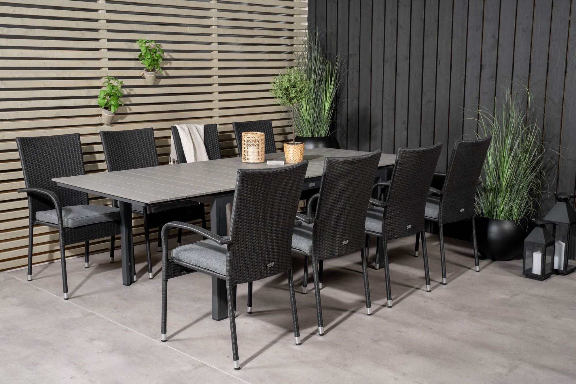 Venture Home Levels spisebord 160/240*90 - Black Alu / Grey Aintwood +Anna Arm stol (stac