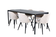 Venture Home Pelle spisebord - Black / black Black+Velvet Stitches stol - Black / Beige Velvet_6