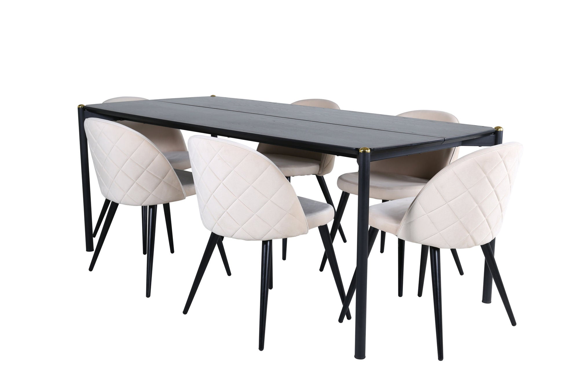 Venture Home Pelle spisebord - Black / black Black+Velvet Stitches stol - Black / Beige Velvet_6