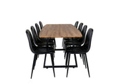 Venture Home Inca Matbord - Svart / Oljad Ek - 160/200*85*H75+Polar Matstol - Svart / Svart P