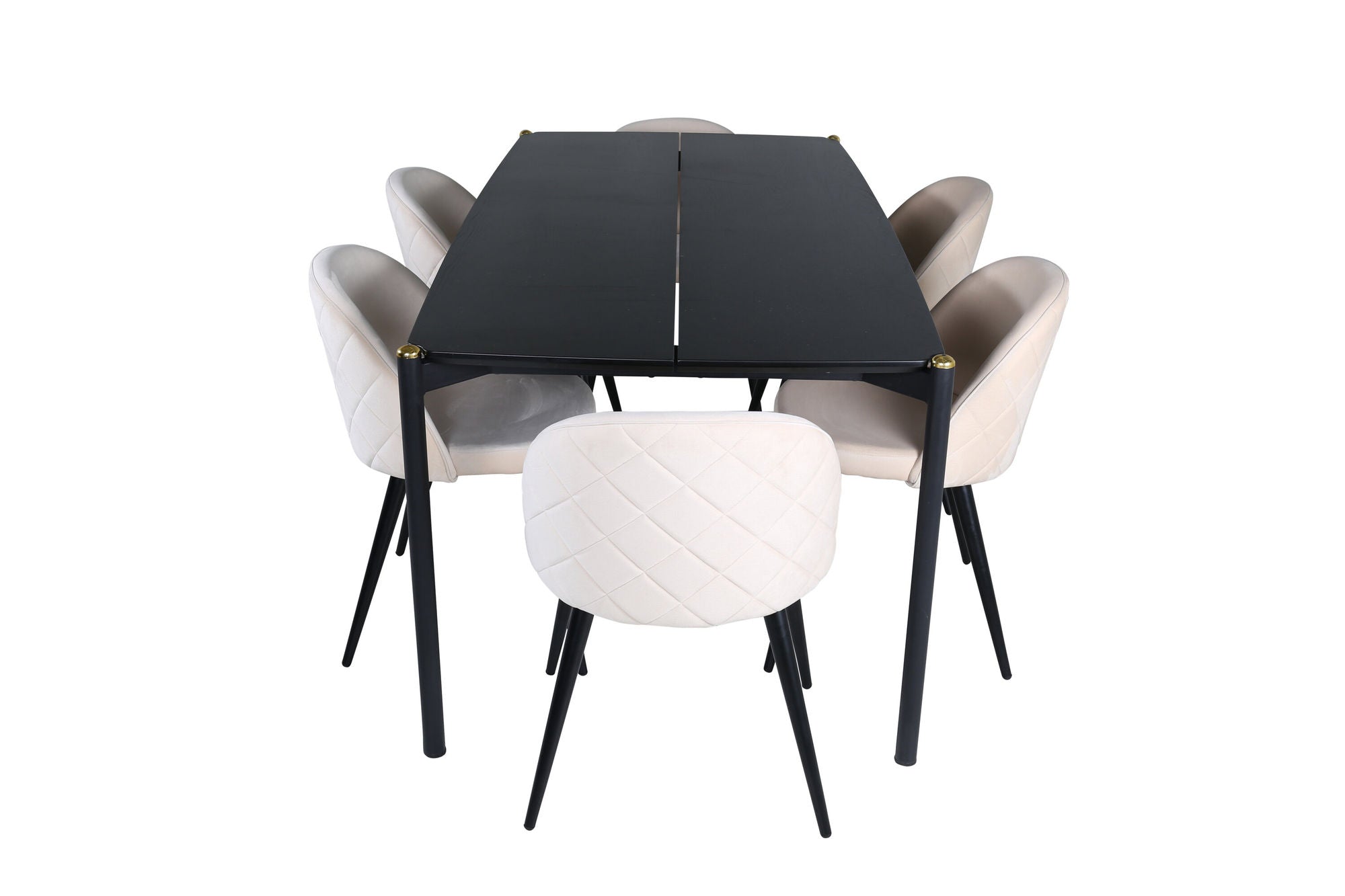 Venture Home Pelle spisebord - Black / black Black+Velvet Stitches stol - Black / Beige Velvet_6