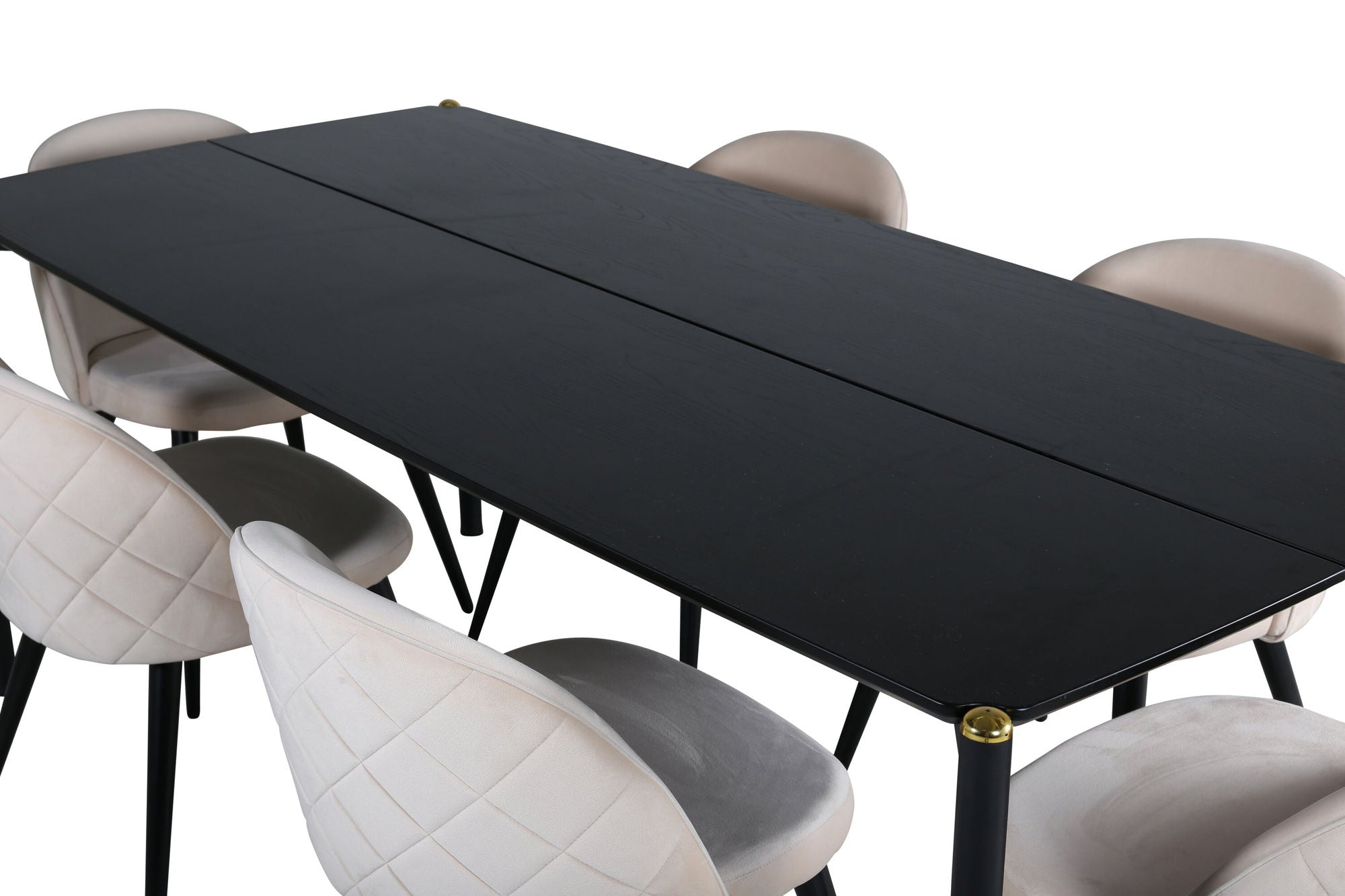 Venture Home Pelle spisebord - Black / black Black+Velvet Stitches stol - Black / Beige Velvet_6