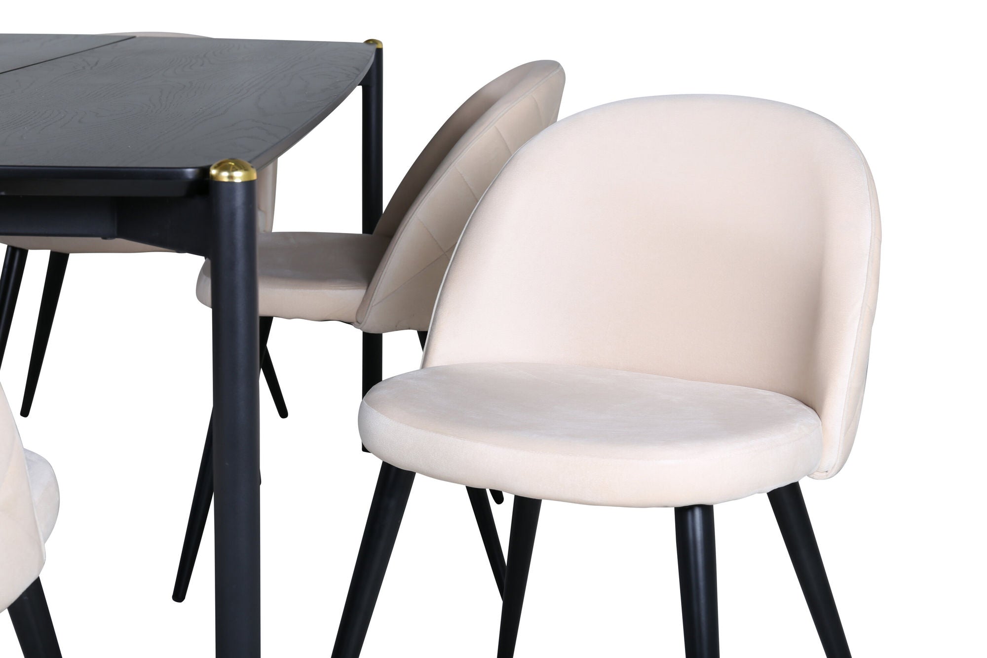 Venture Home Pelle spisebord - Black / black Black+Velvet Stitches stol - Black / Beige Velvet_6